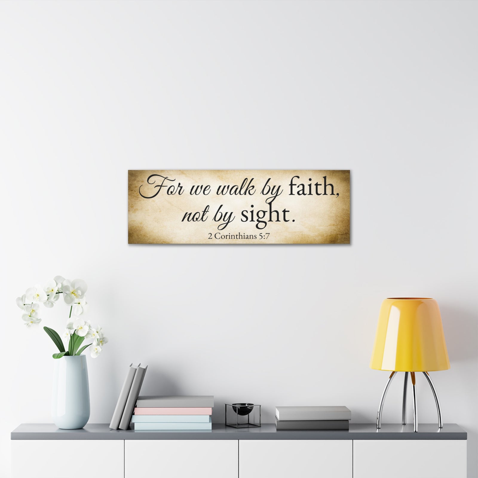 Scripture Walls 2 Corinthians 5:7 Gold Bible Verse Canvas Christian Wall Art Ready to Hang Unframed-Express Your Love Gifts