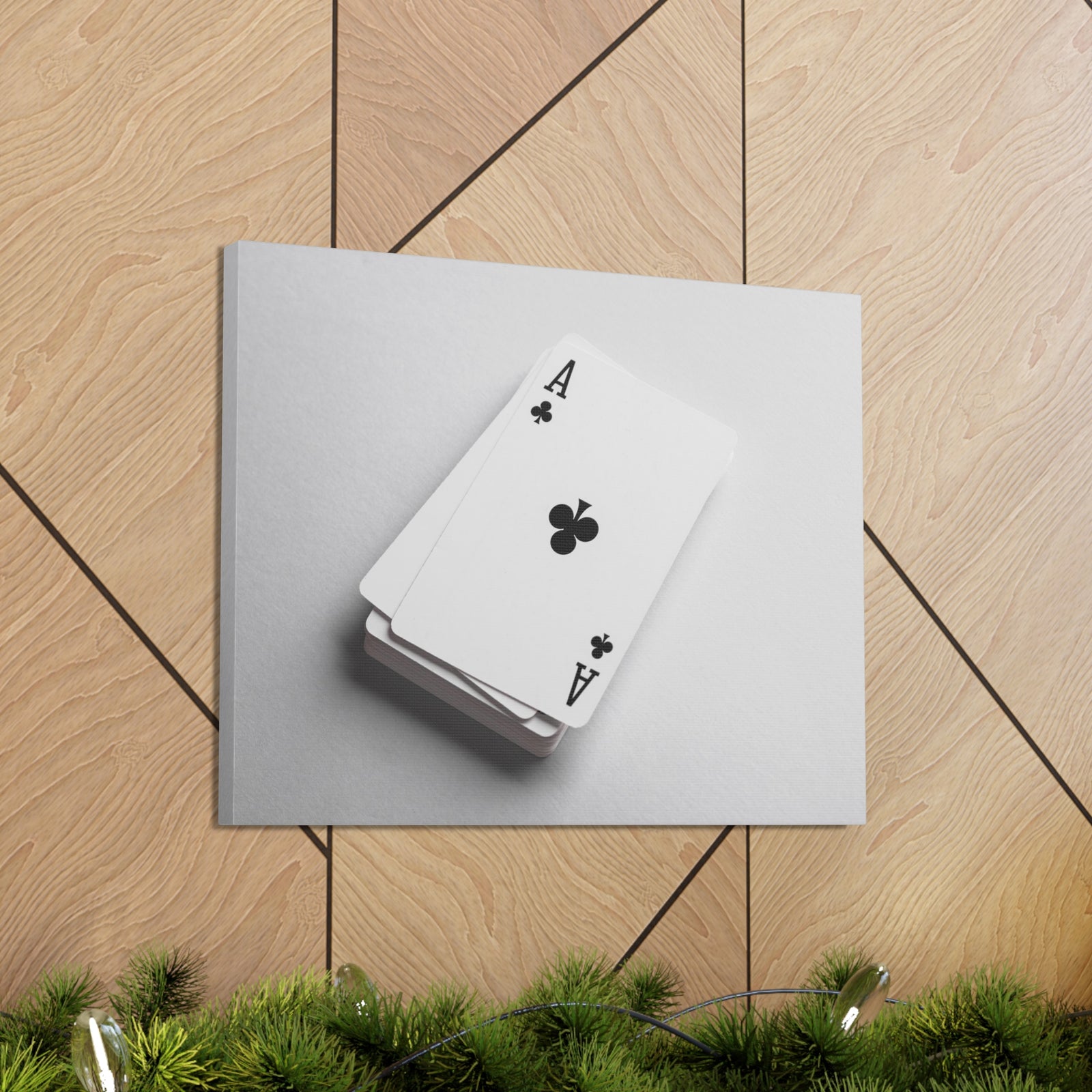 Ace of Clubs On A Playing Card Stack Playing Card Canvas Wall Art for Home Decor Ready-to-Hang-Express Your Love Gifts