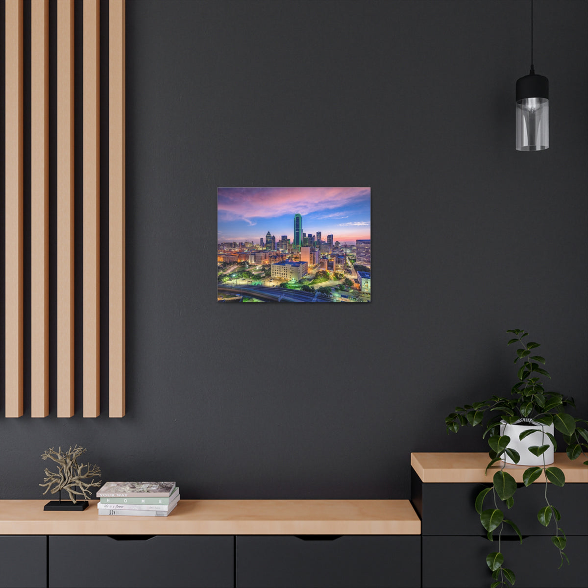 Dallas Night Skyline Canvas Artwork High-Quality Breathtaking Stunning Cityscape for Home Decor Ready to Hang-Express Your Love Gifts