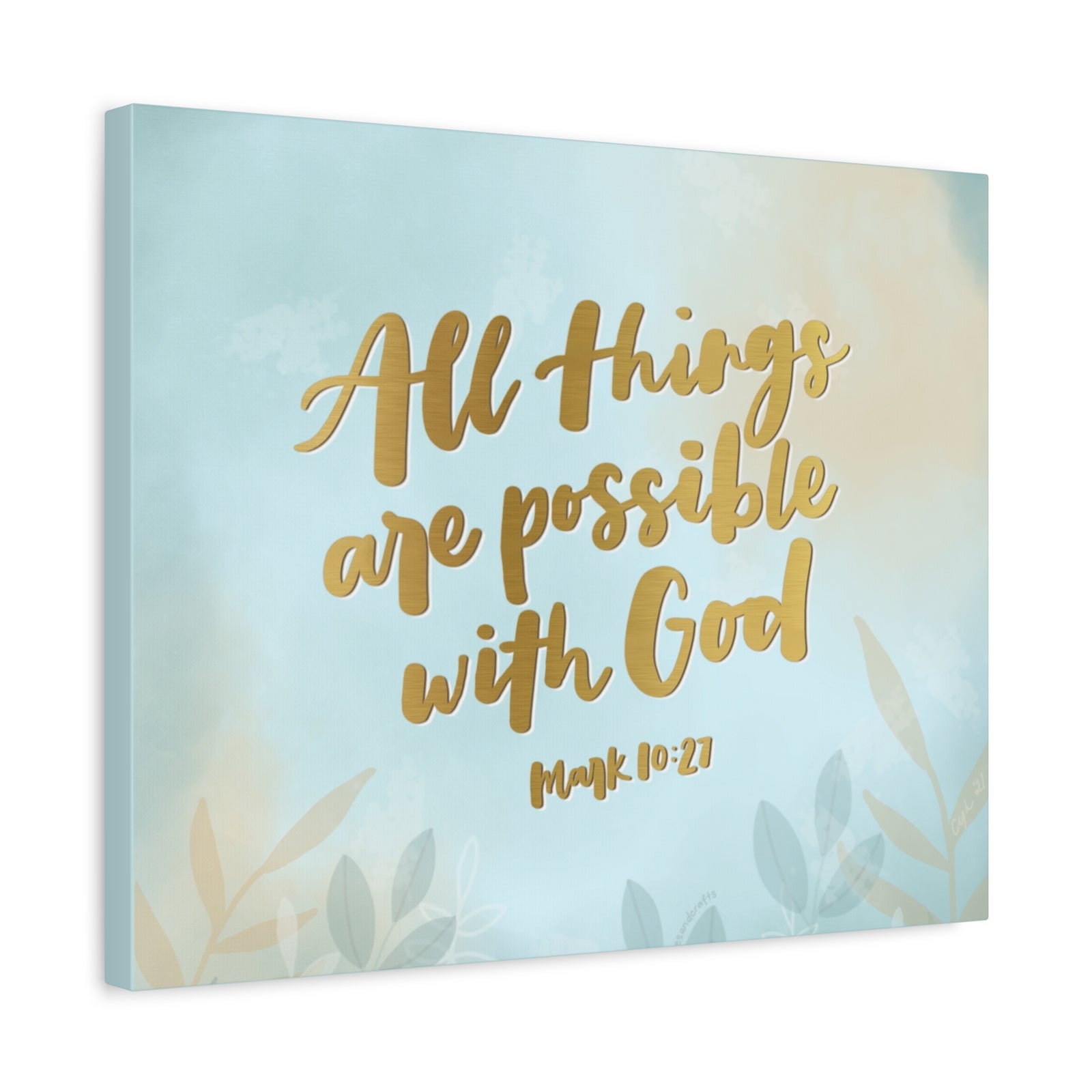 Scripture Canvas Possible With God Mark 10:27 Christian Wall Art Bible Verse Print Ready to Hang