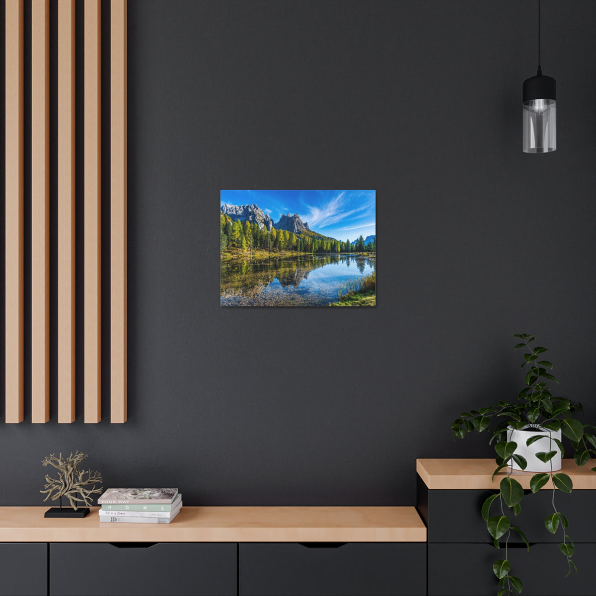 Valley Mountain Lake Nature Wilderness Photography Canvas Wall Art for Home Decor Ready-to-Hang-Express Your Love Gifts