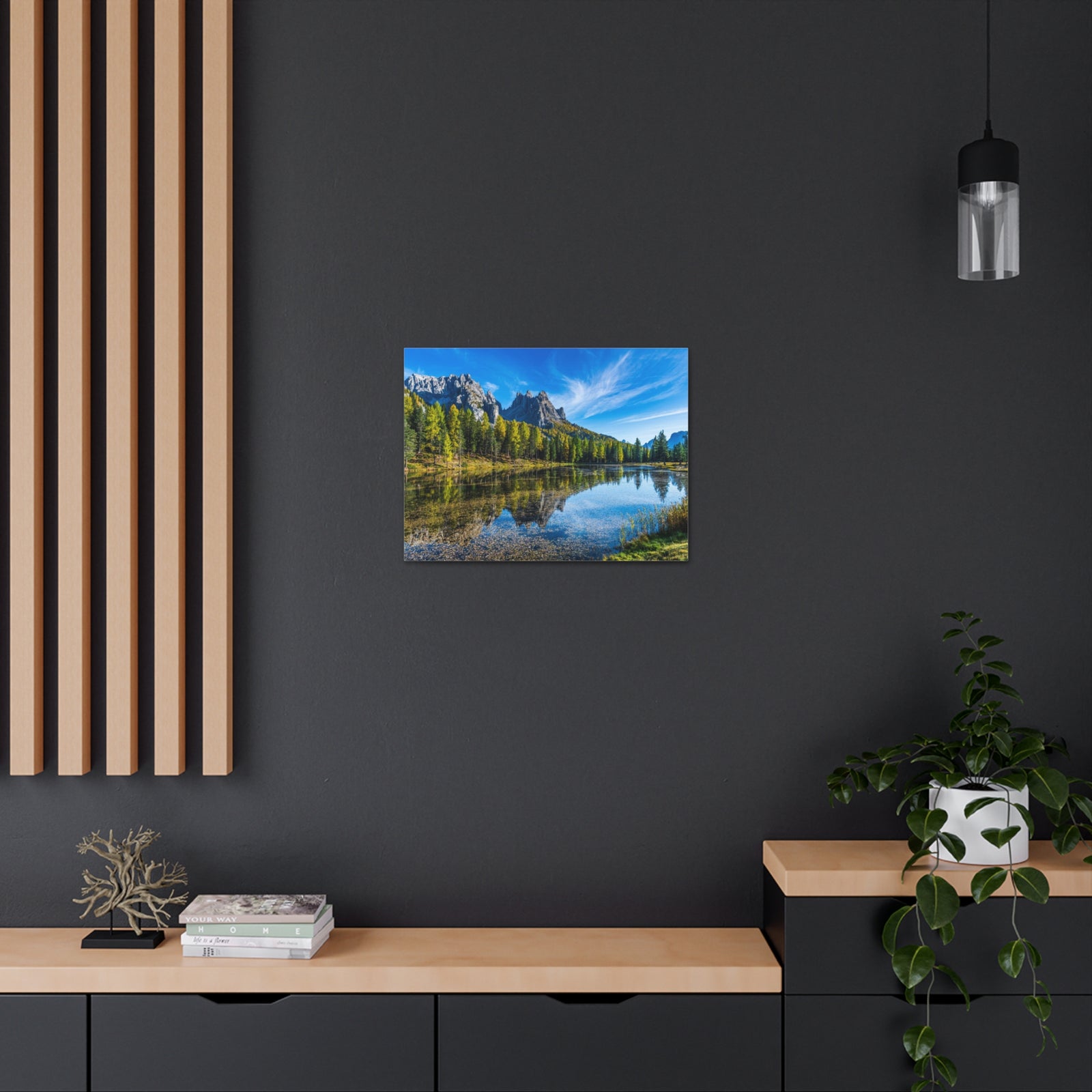 Valley Mountain Lake Nature Wilderness Photography Canvas Wall Art for Home Decor Ready-to-Hang-Express Your Love Gifts