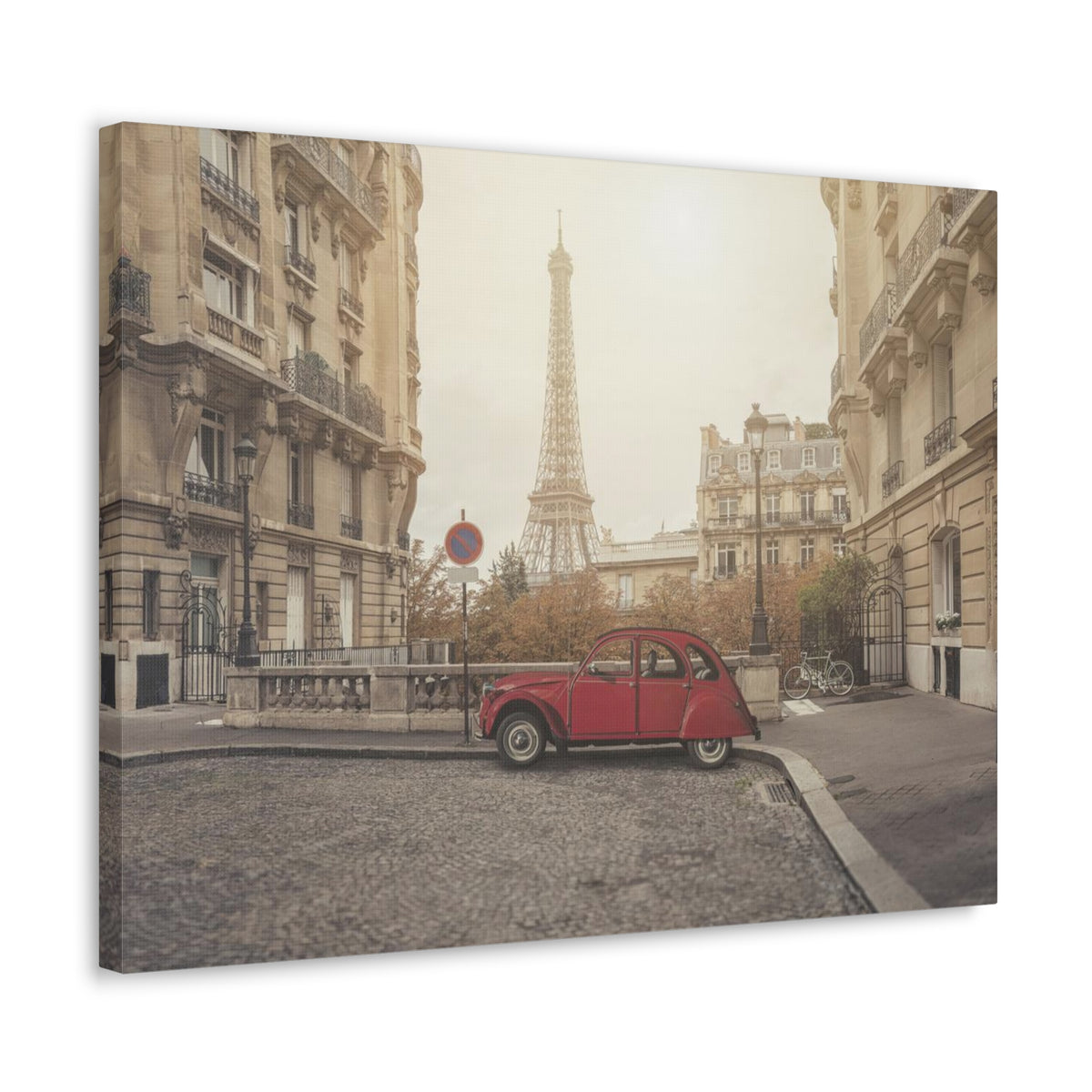 Eiffel Tower Retro Bike Paris Sunset Skyline Canvas Artwork High-Quality Breathtaking Stunning Cityscape Home Decor Ready to Hang-Express Your Love Gifts