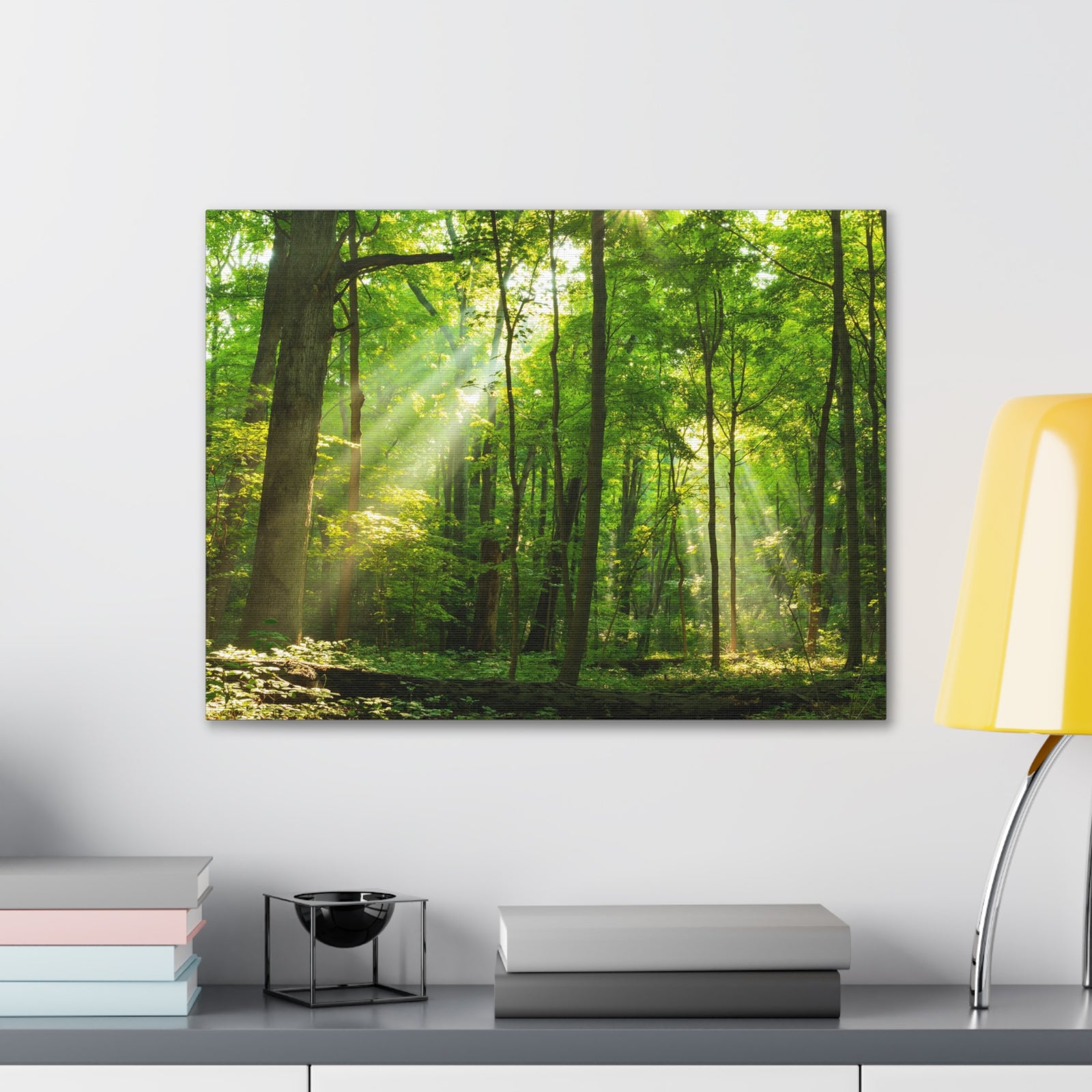 Green Forest Summer Sunlight Nature Wilderness Photography Canvas Wall Art for Home Decor Ready-to-Hang-Express Your Love Gifts