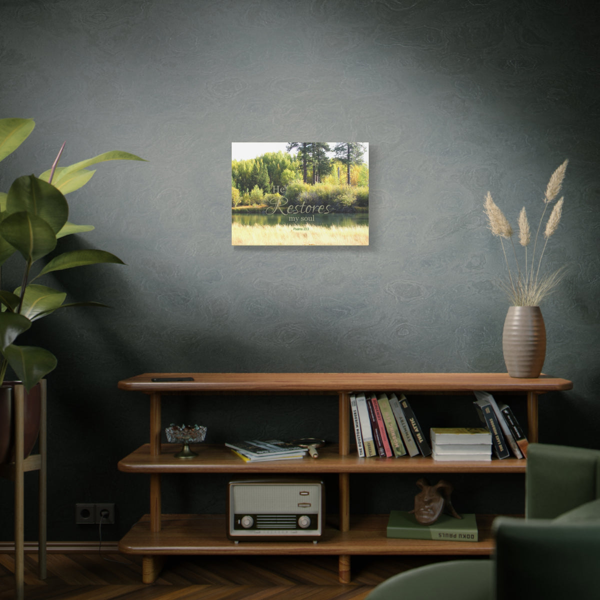 Scripture Walls Restores My Soul Psalm 23:3 Bible Verse Canvas Christian Wall Art Ready to Hang-Express Your Love Gifts