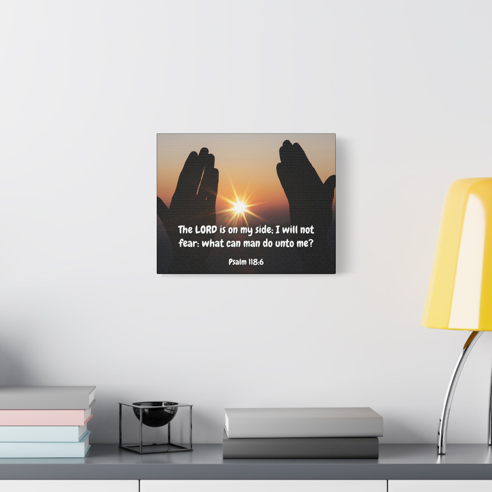 Scripture Canvas God Is On My Side Psalm 118:6 Christian Wall Art Bible Verse Print Ready to Hang-Express Your Love Gifts