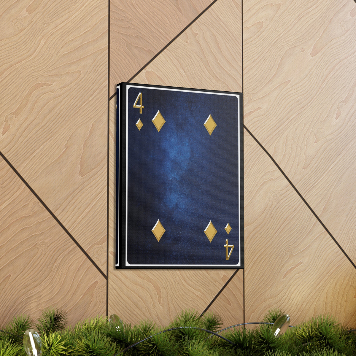 Four Of Diamonds Space Background Playing Card Canvas Wall Art for Home Decor Ready-to-Hang-Express Your Love Gifts