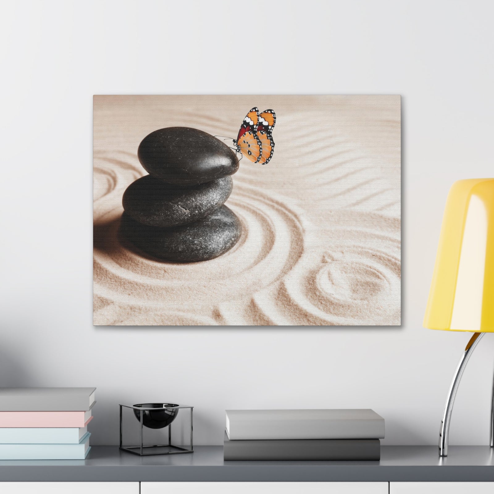 Stones on Sand Forest Floral Nature Photography Canvas Wall Art for Home Decor Ready-to-Hang-Express Your Love Gifts