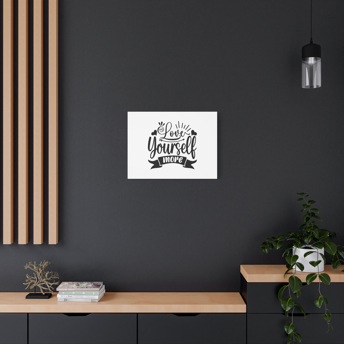 Inspirational Quote Canvas Love Yourself More Wall Art Motivational Motto Inspiring Prints Artwork Decor Ready to Hang-Express Your Love Gifts