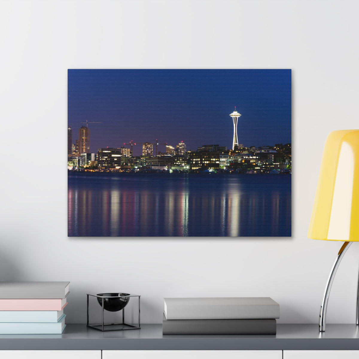 Seattle Night Skyline Canvas Artwork High-Quality Breathtaking Stunning Cityscape for Home Decor Ready to Hang-Express Your Love Gifts