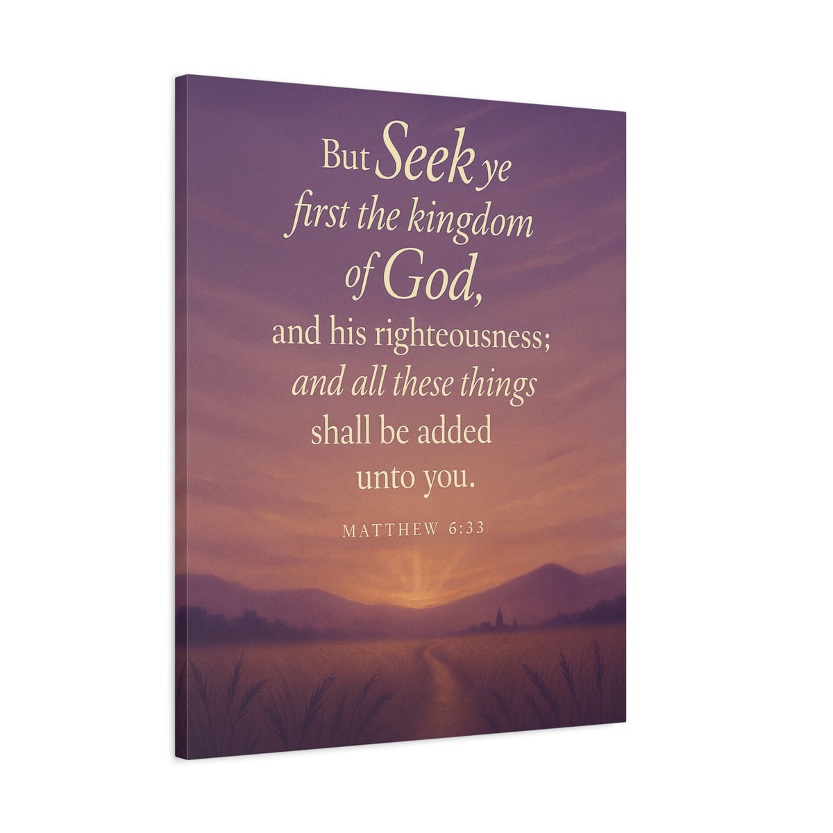 Bible Verse Canvas Matthew 6:33 Christian Home Décor Wall Art Scripture Ready to Hang Faith Print-Express Your Love Gifts