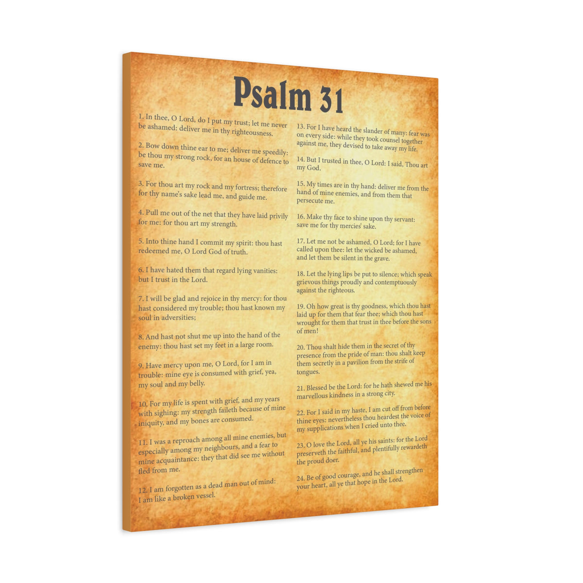 Scripture Walls Psalm 31 Gold Bible Chapter Canvas Christian Wall Art Ready to Hang-Express Your Love Gifts
