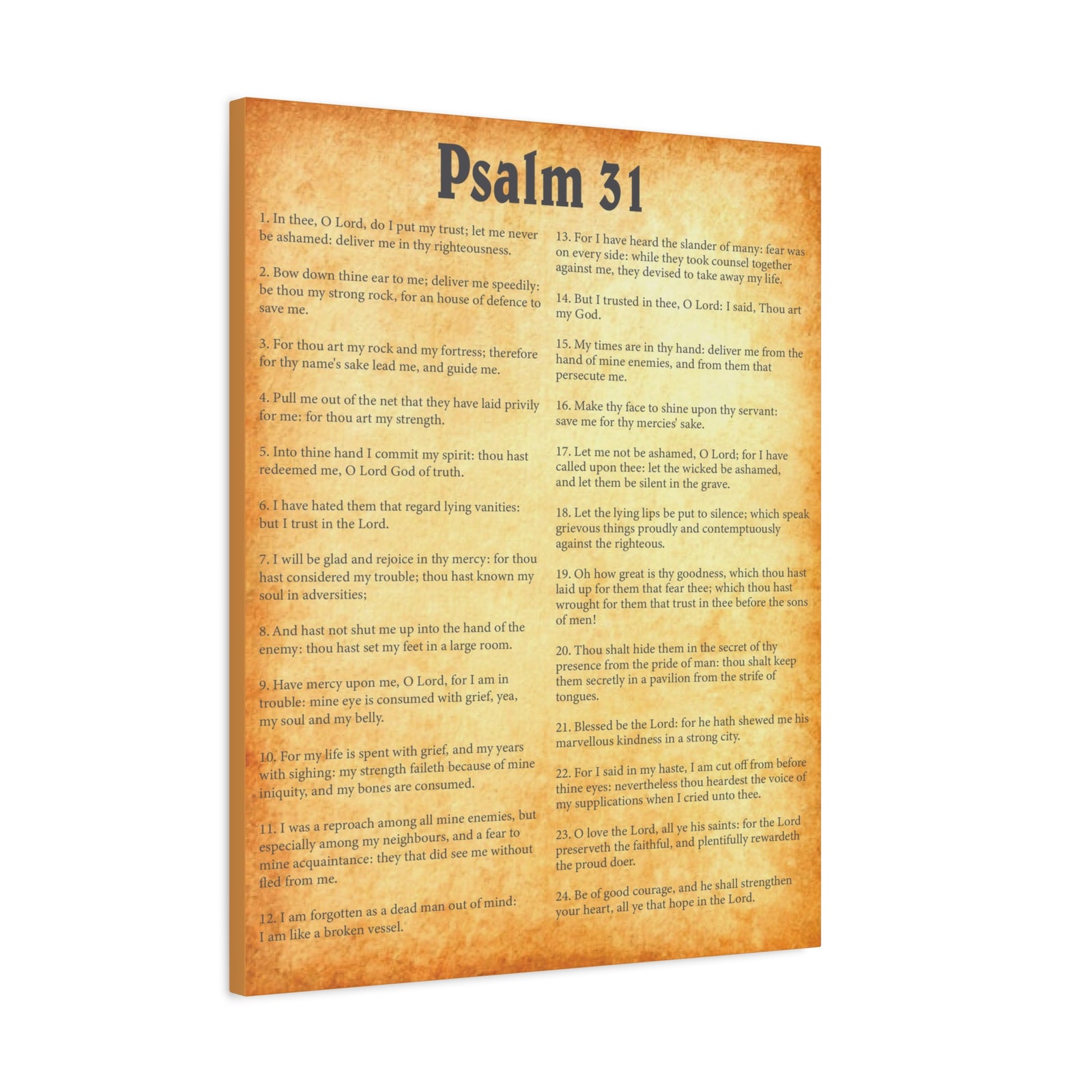Scripture Walls Psalm 31 Gold Bible Chapter Canvas Christian Wall Art Ready to Hang-Express Your Love Gifts