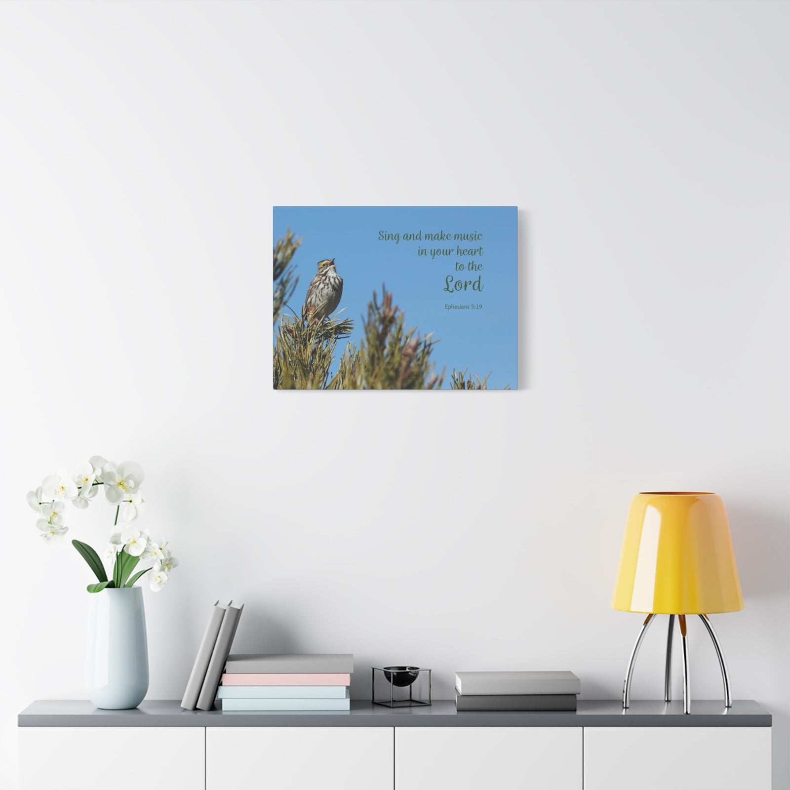 Scripture Canvas In Your Heart Ephesians 5:19 Christian Wall Art Bible Verse Print Ready to Hang-Express Your Love Gifts