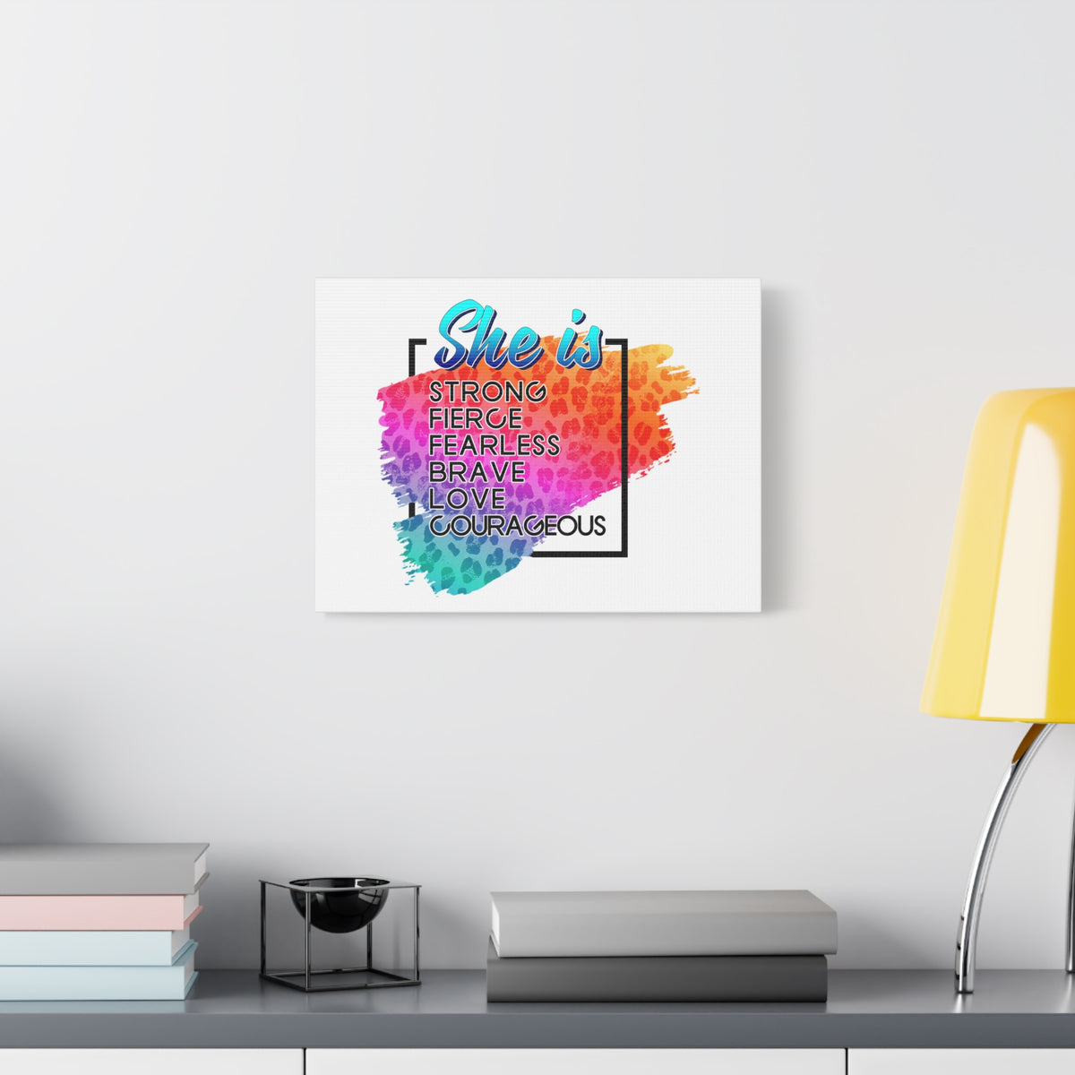 Scripture Canvas She Is Courageous Psalm 31:24 Christian Wall Art Bible Verse Print Ready to Hang-Express Your Love Gifts
