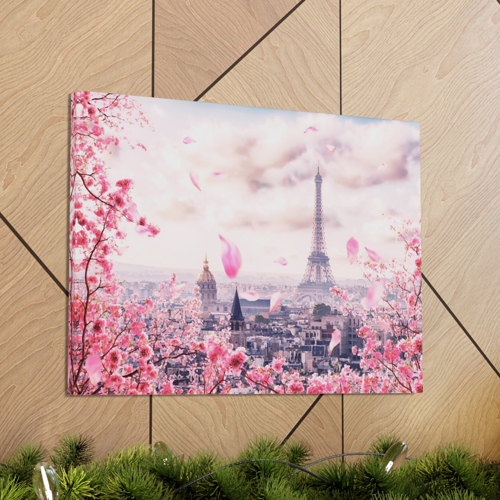 Paris Pink Tree Eiffel Tower France Canvas Artwork High-Quality Breathtaking French City for Home Decor Ready to Hang-Express Your Love Gifts