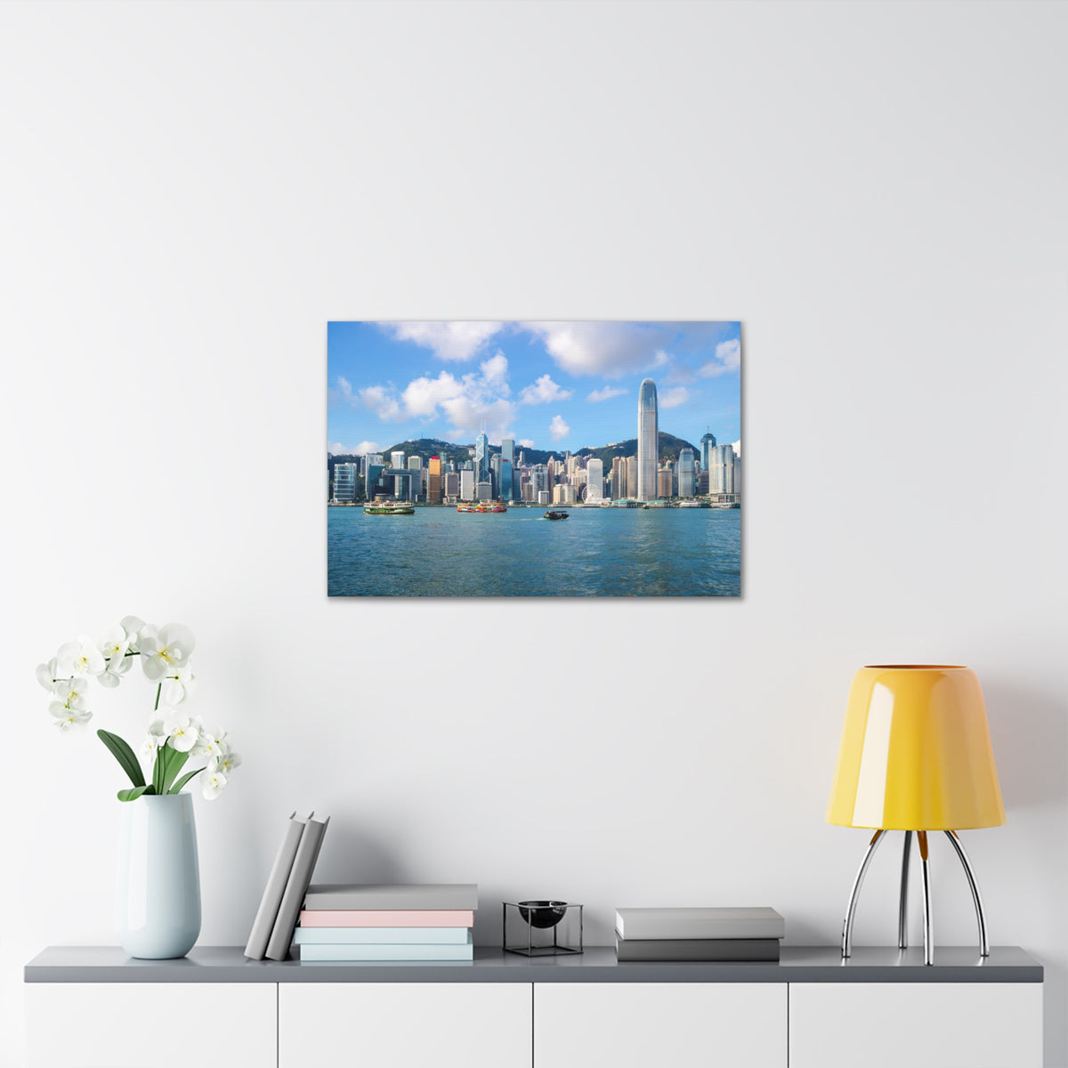 Hong Kong Daytime Skyline Canvas Artwork High-Quality Breathtaking Stunning Cityscape for Home Decor Ready to Hang-Express Your Love Gifts