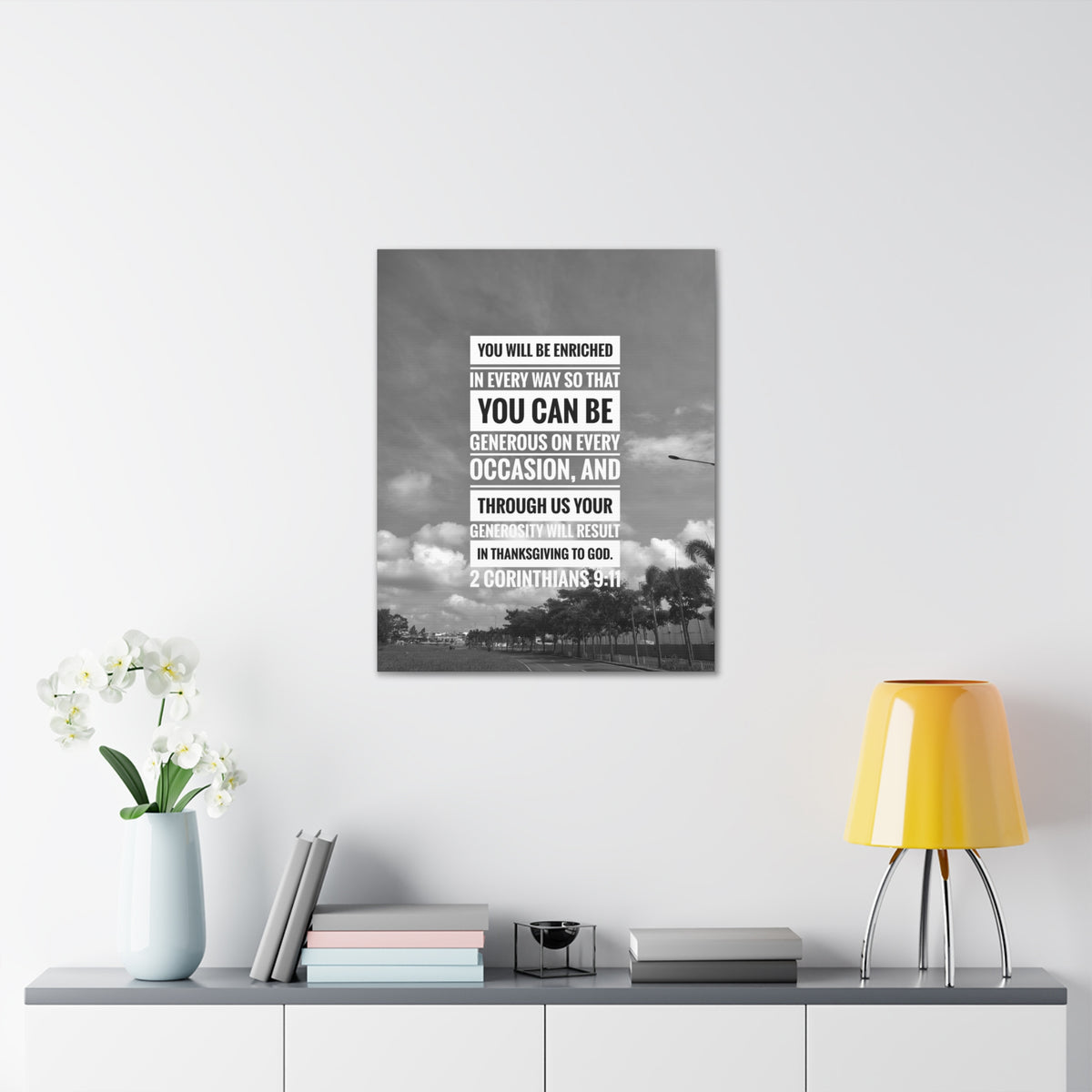 Scripture Canvas You Will Be Enriched 2 Corinthians 9:11 Christian Wall Art Bible Verse Print Ready to Hang-Express Your Love Gifts