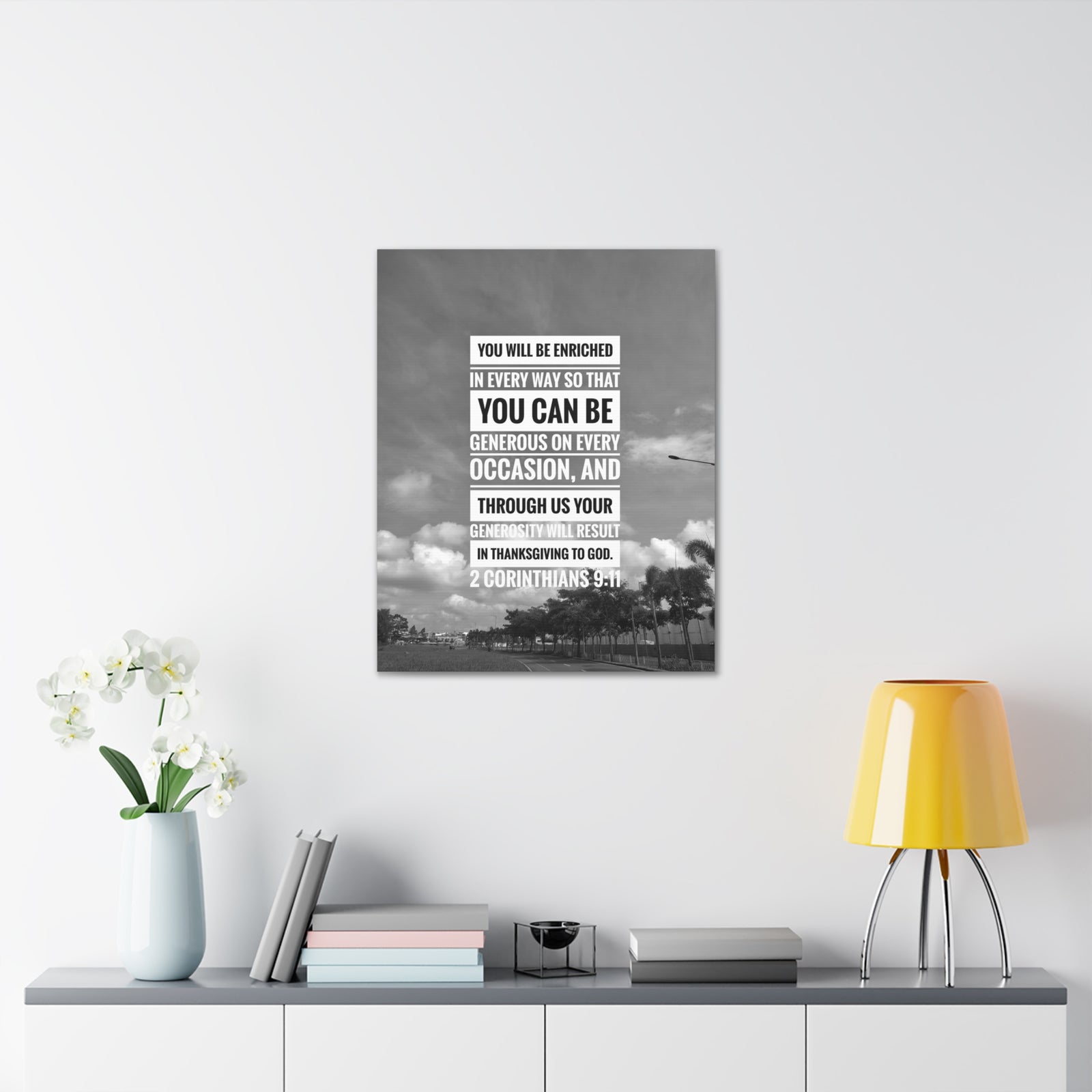 Scripture Canvas You Will Be Enriched 2 Corinthians 9:11 Christian Wall Art Bible Verse Print Ready to Hang-Express Your Love Gifts