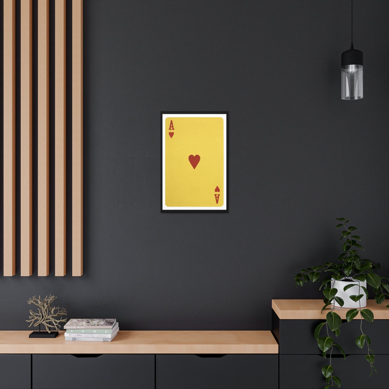 Golden Ace Of Hearts Isolated White Background Playing Card Canvas Wall Art for Home Decor Ready-to-Hang-Express Your Love Gifts