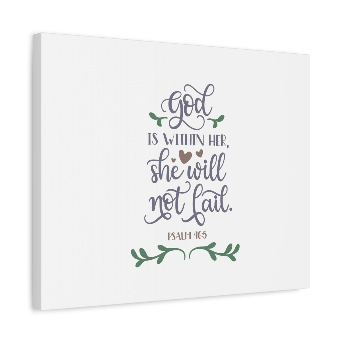 Scripture Canvas God Is Within Her Psalm 46:5 Hearts Christian Wall Art Bible Verse Print Ready to Hang-Express Your Love Gifts
