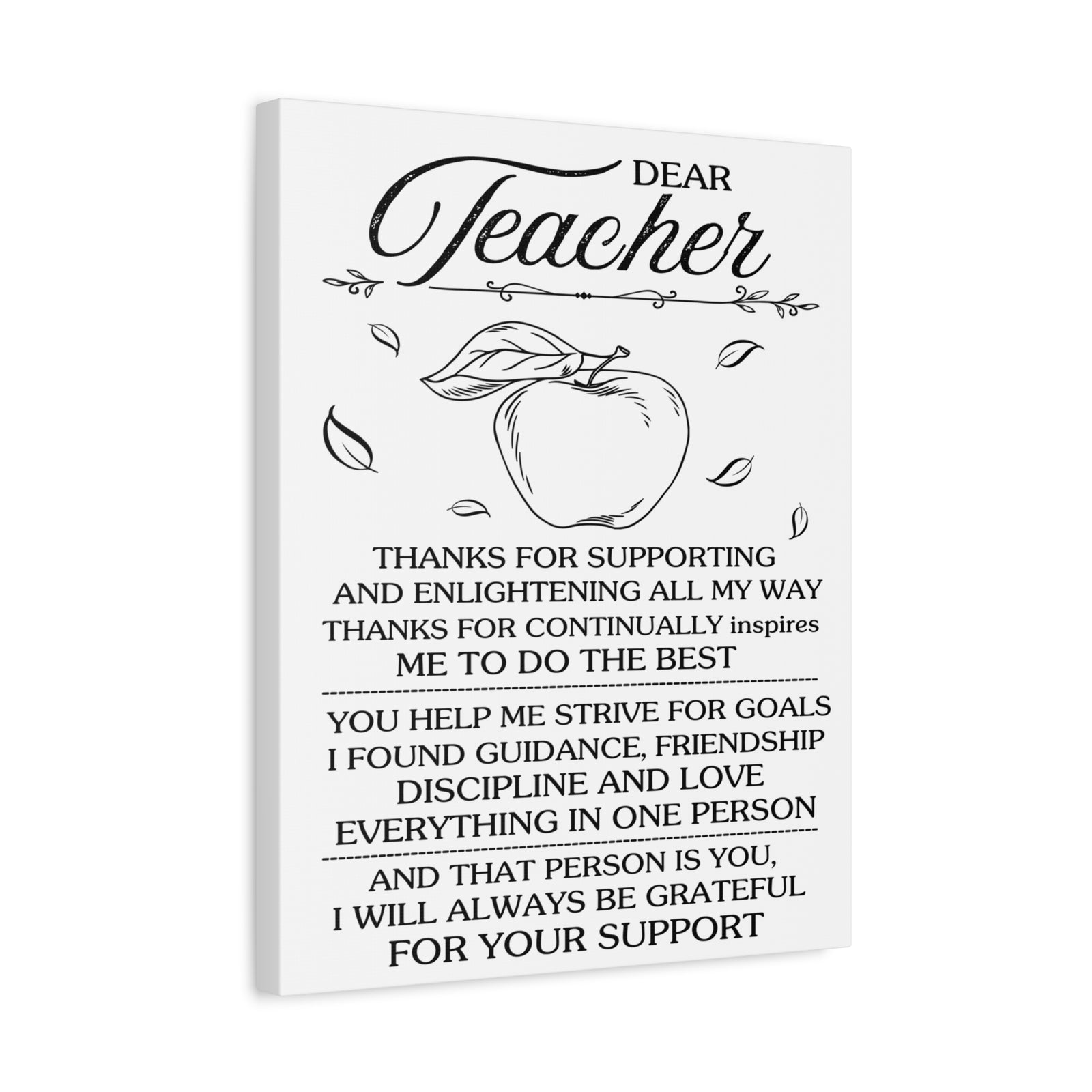 To Teacher Thanks For Supporting Inspirational Teacher Canvas Print Perfect Gift for Educators-Express Your Love Gifts