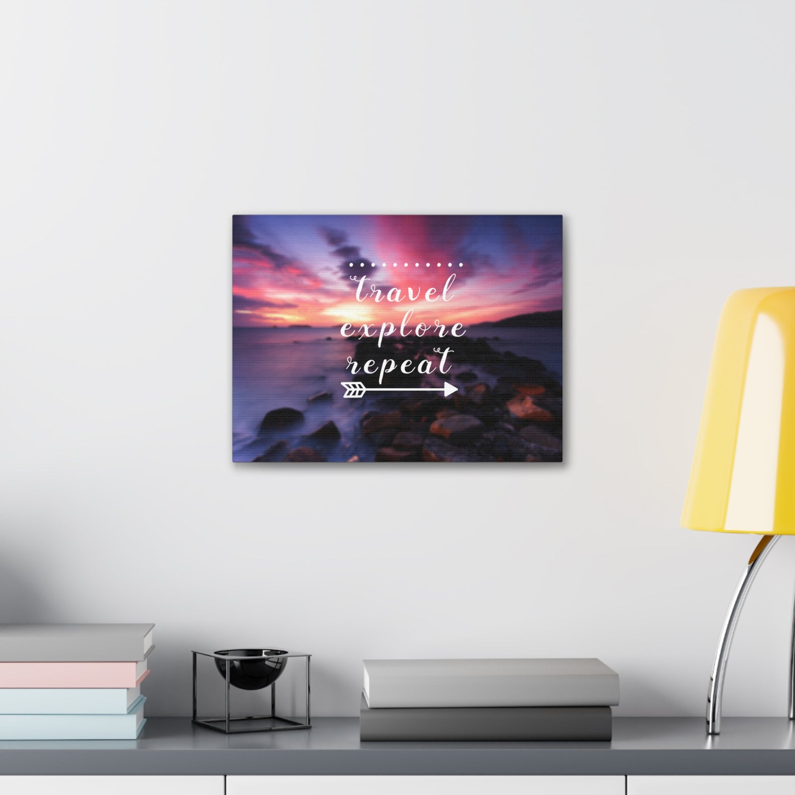Inspirational Quote Canvas Travel Explore Repeat Motivational Print Ready to Hang Artwork-Express Your Love Gifts