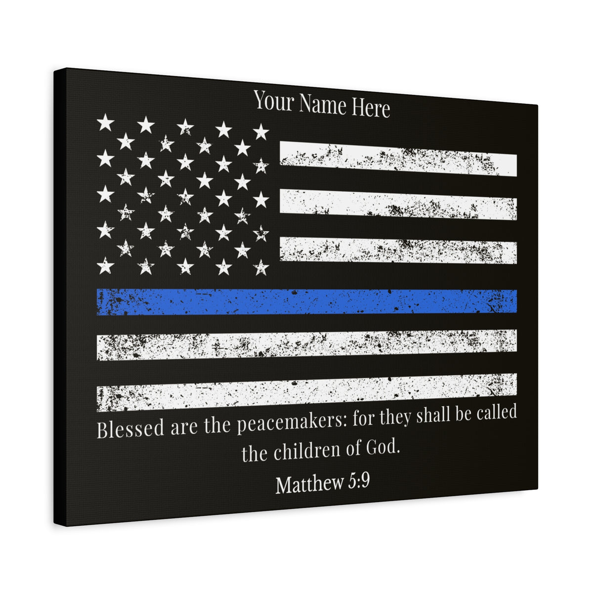 Scripture Walls Personalized Matthew 5:9 Police Officer Badge Bible Canvas Christian Wall Art Ready to Hang Unframed-Express Your Love Gifts