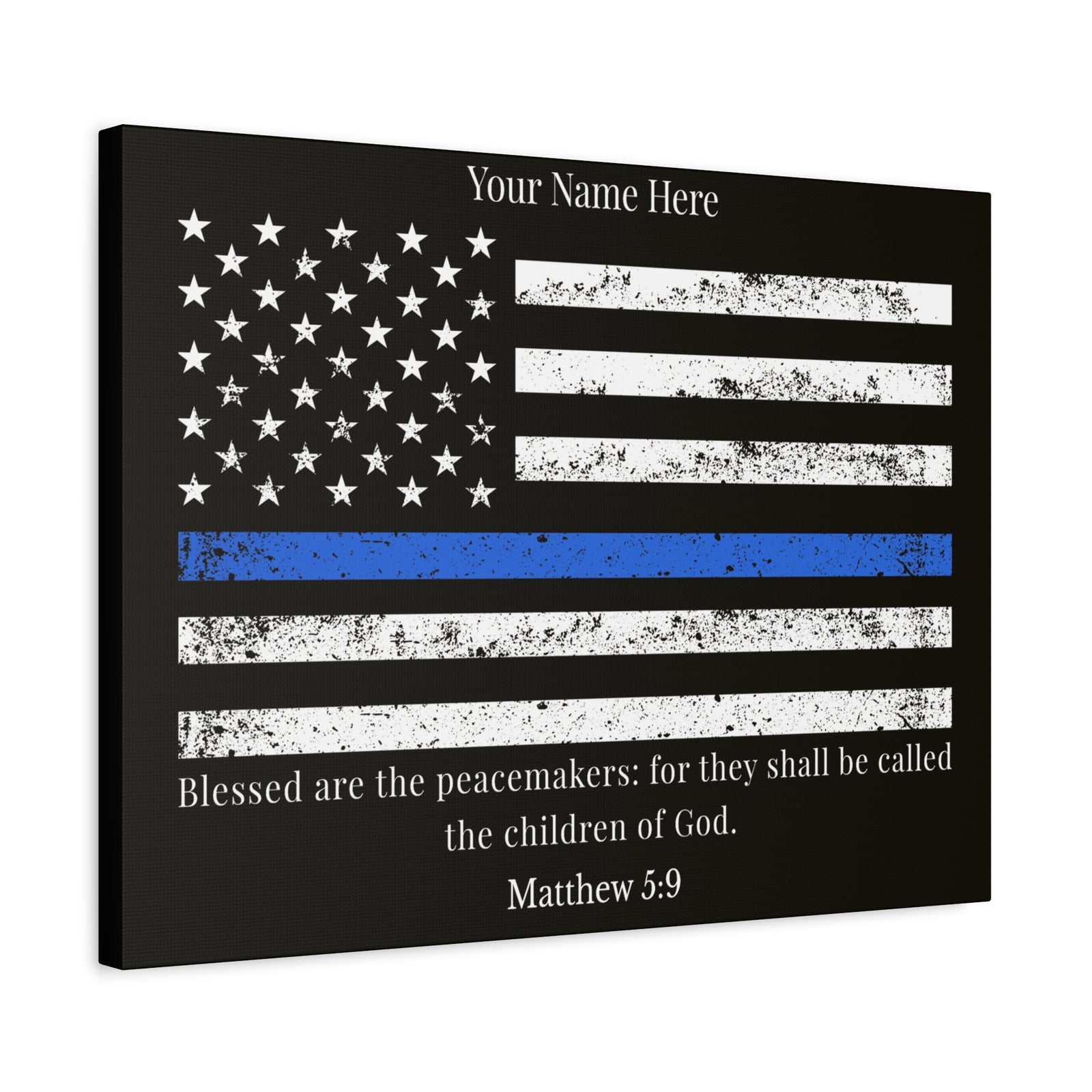 Scripture Walls Personalized Matthew 5:9 Police Officer Badge Bible Canvas Christian Wall Art Ready to Hang Unframed-Express Your Love Gifts
