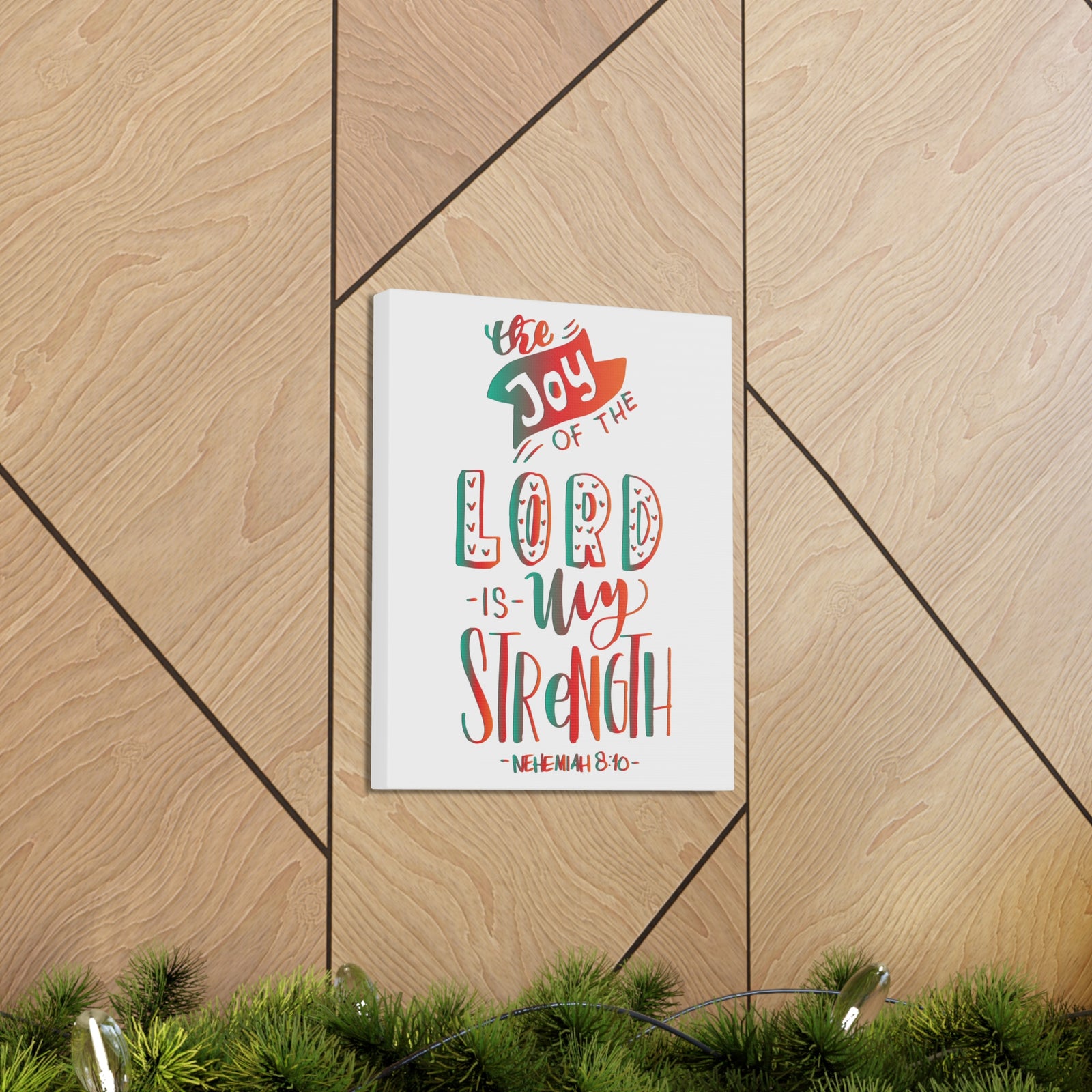 Scripture Canvas The Joy Of The Lord Nehemiah 8:10 Christian Wall Art Bible Verse Print Ready To Hang-Express Your Love Gifts