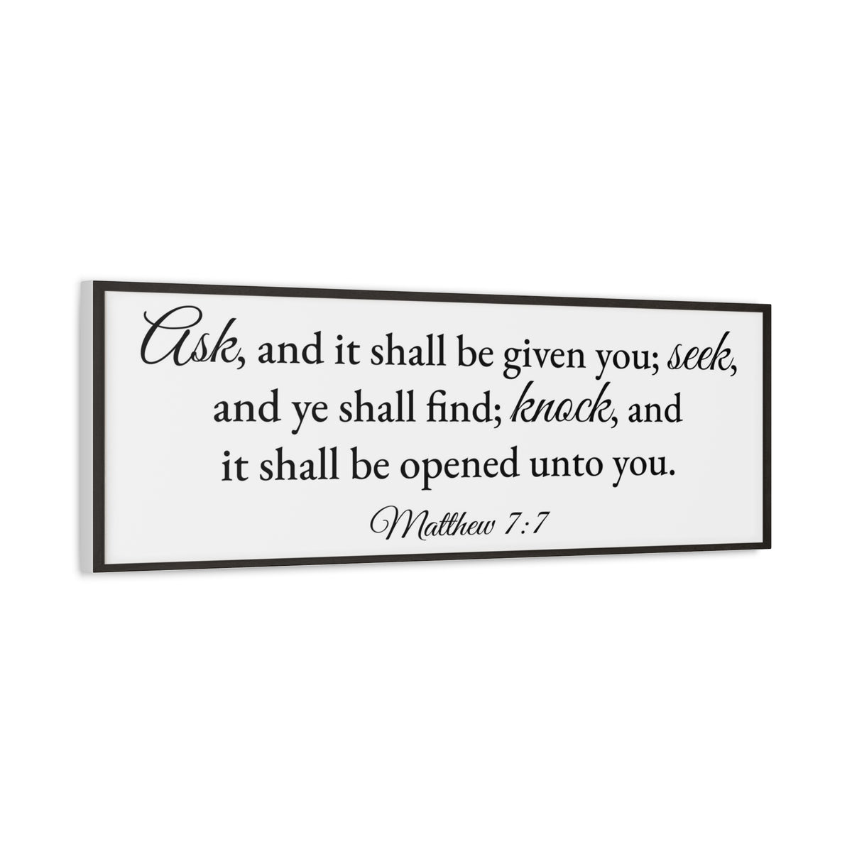 Scripture Walls Matthew 7:7 White Bible Verse Canvas Christian Wall Art Ready to Hang Unframed-Express Your Love Gifts