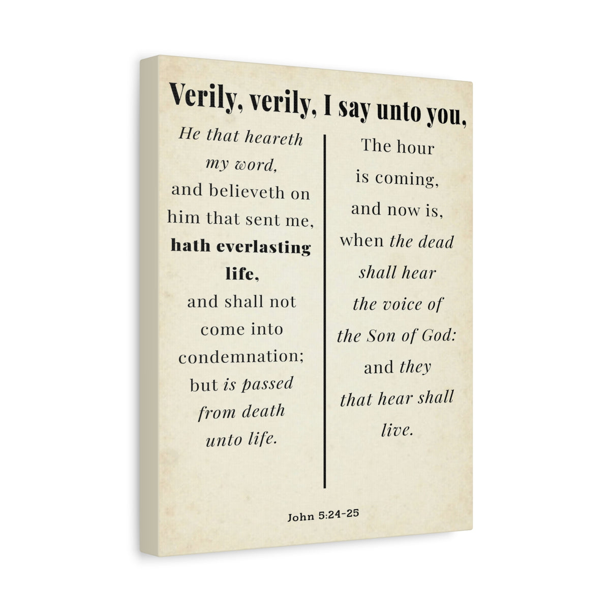 Scripture Walls John 5:24-25 Regeneration and Eternal Life Bible Verse Canvas Christian Wall Art Ready to Hang Unframed-Express Your Love Gifts