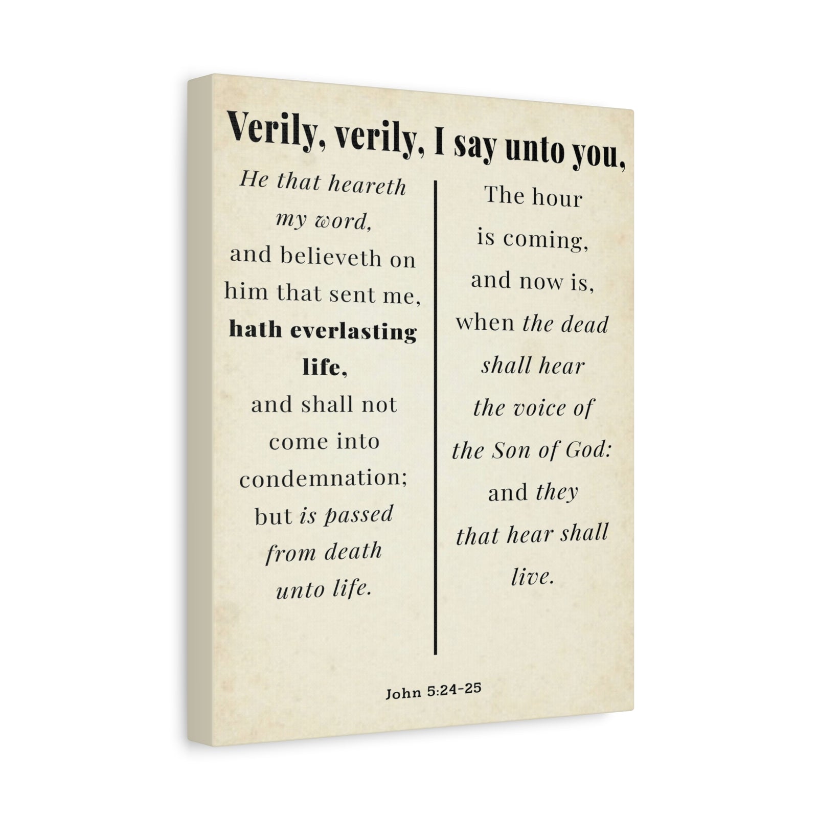 Scripture Walls John 5:24-25 Regeneration and Eternal Life Bible Verse Canvas Christian Wall Art Ready to Hang Unframed-Express Your Love Gifts