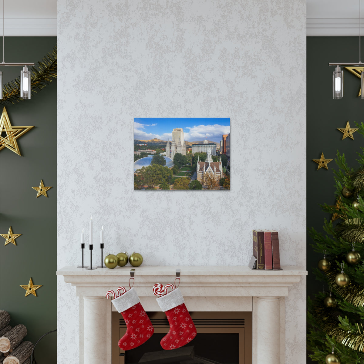 Salt Lake City Daytime Skyline Canvas Artwork High-Quality Breathtaking Stunning Cityscape for Home Decor Ready to Hang-Express Your Love Gifts