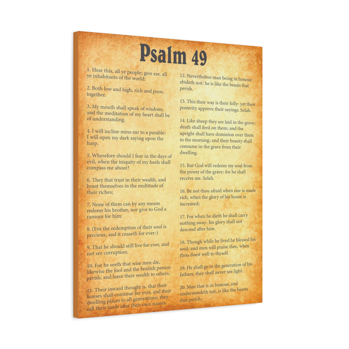 Scripture Walls Psalm 49 Gold Bible Chapter Canvas Christian Wall Art Ready to Hang-Express Your Love Gifts