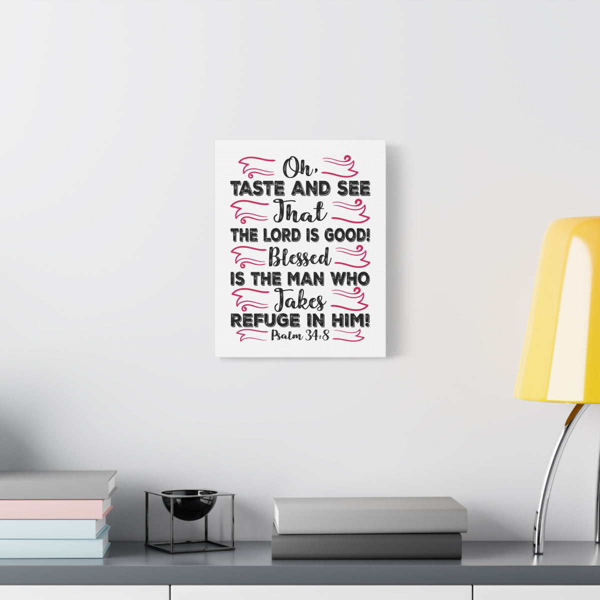 Scripture Canvas The Lord Is Good Psalm 34:8 Christian Wall Art Bible Verse Print Ready to Hang-Express Your Love Gifts