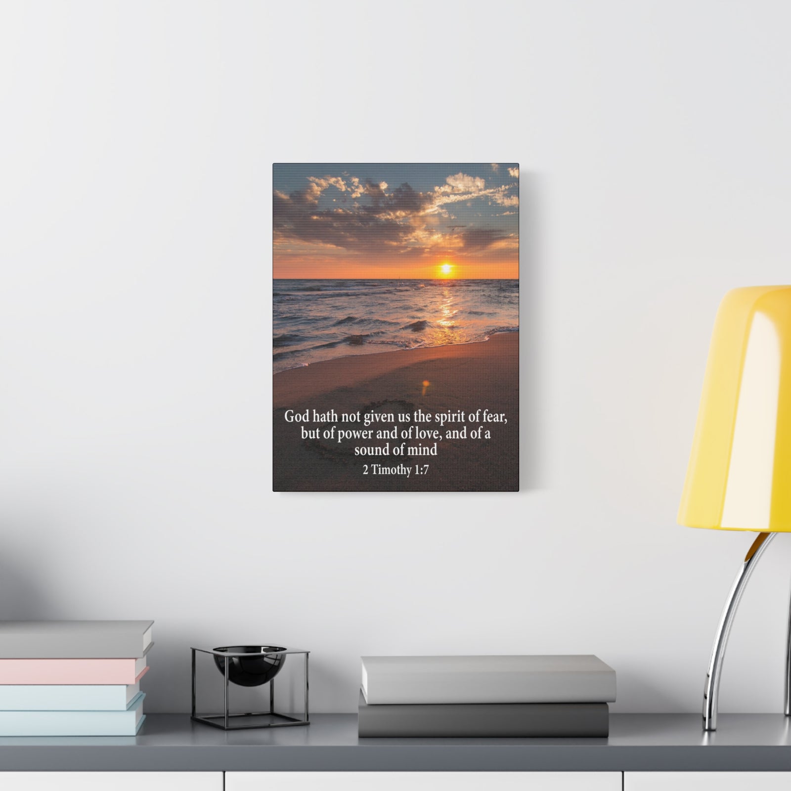 Scripture Canvas No Fear 2 Timothy 1:7 Christian Wall Art Bible Verse Print Ready to Hang-Express Your Love Gifts