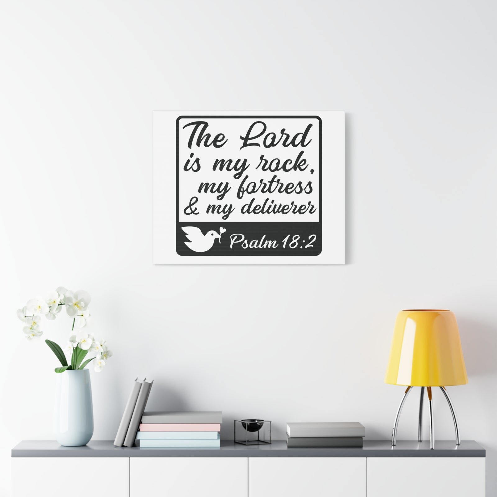 Scripture Canvas The Lord Is Psalm 18:2 Christian Wall Art Bible Verse Print Ready to Hang-Express Your Love Gifts