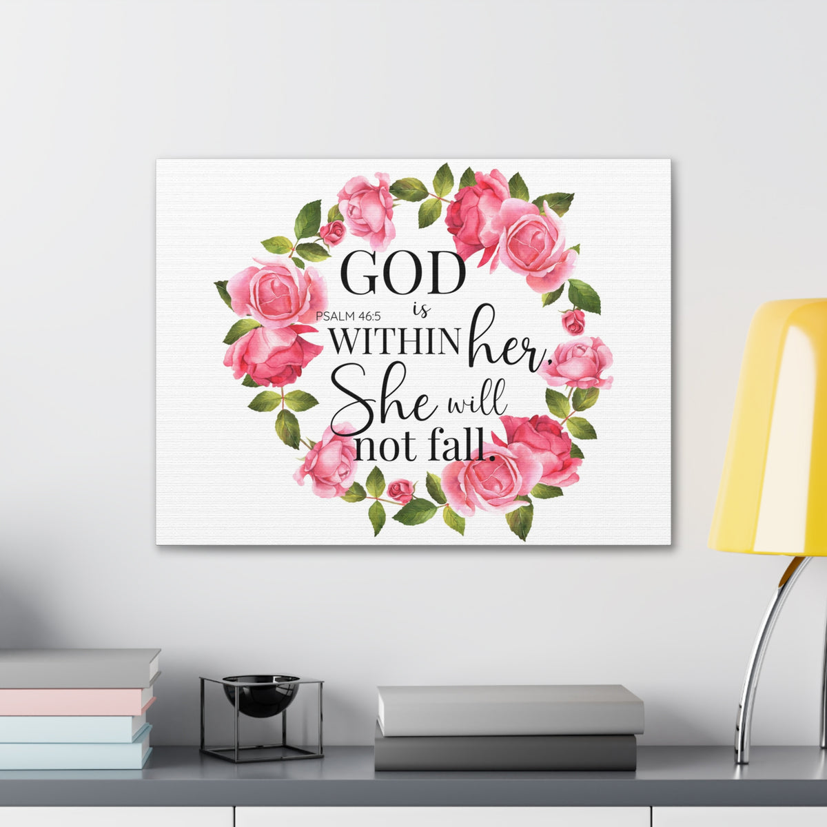 Scripture Walls Psalm 46:5 God is Within Her Bible Verse Canvas Christian Wall Art Ready to Hang Unframed-Express Your Love Gifts