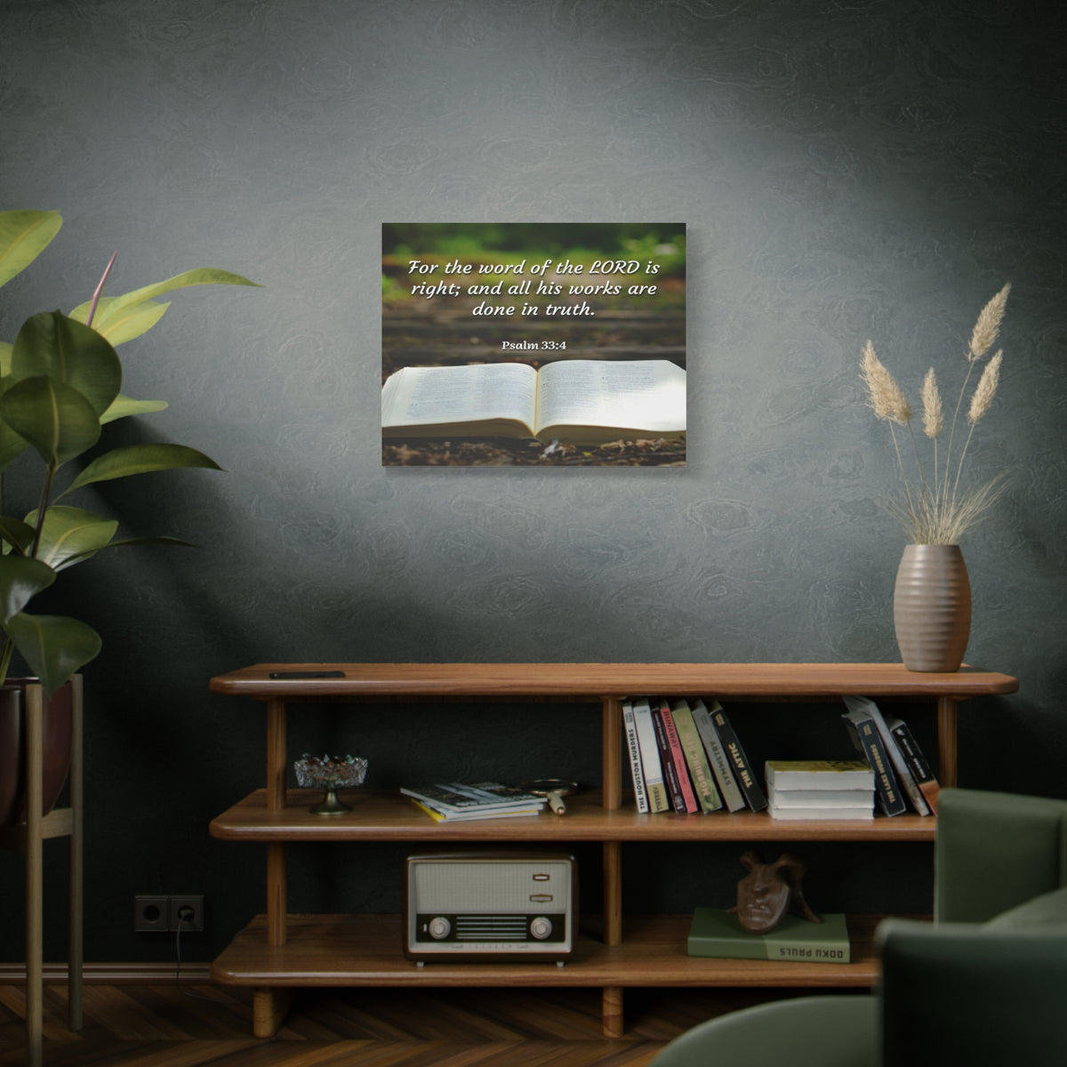 Scripture Canvas Done In Truth Psalms 33:4 Christian Wall Art Bible Verse Print Ready to Hang-Express Your Love Gifts