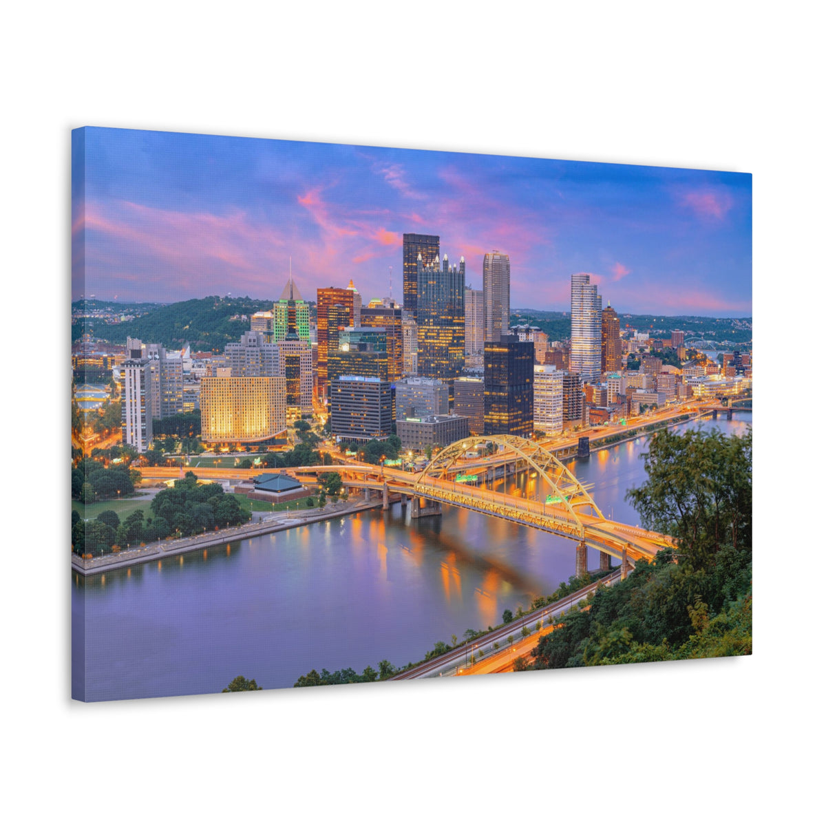 Pittsburgh Night Skyline Canvas Artwork High-Quality Breathtaking Stunning Cityscape for Home Decor Ready to Hang-Express Your Love Gifts