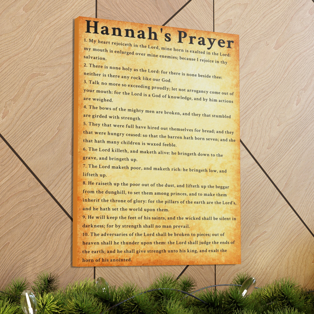 Scripture Walls Hannah's Prayer 1 Samuel 2:1–10 Gold Bible Verse Canvas Christian Wall Art Ready to Hang Unframed-Express Your Love Gifts