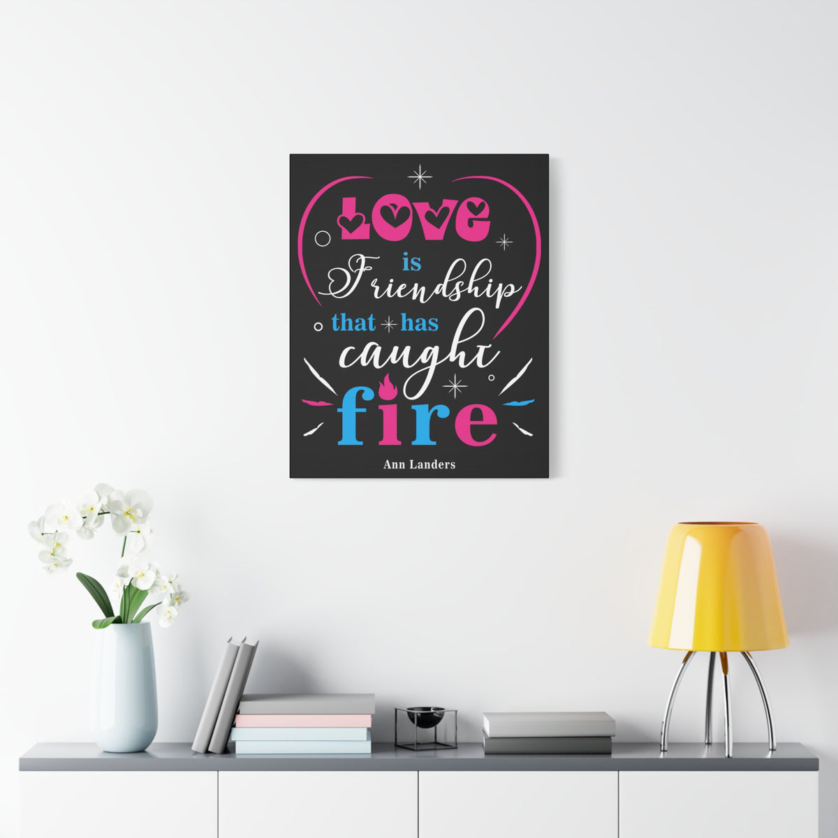 Inspirational Quote Canvas Love Is Friendship Wall Art Motivational Motto Inspiring Prints Artwork Decor Ready to Hang-Express Your Love Gifts