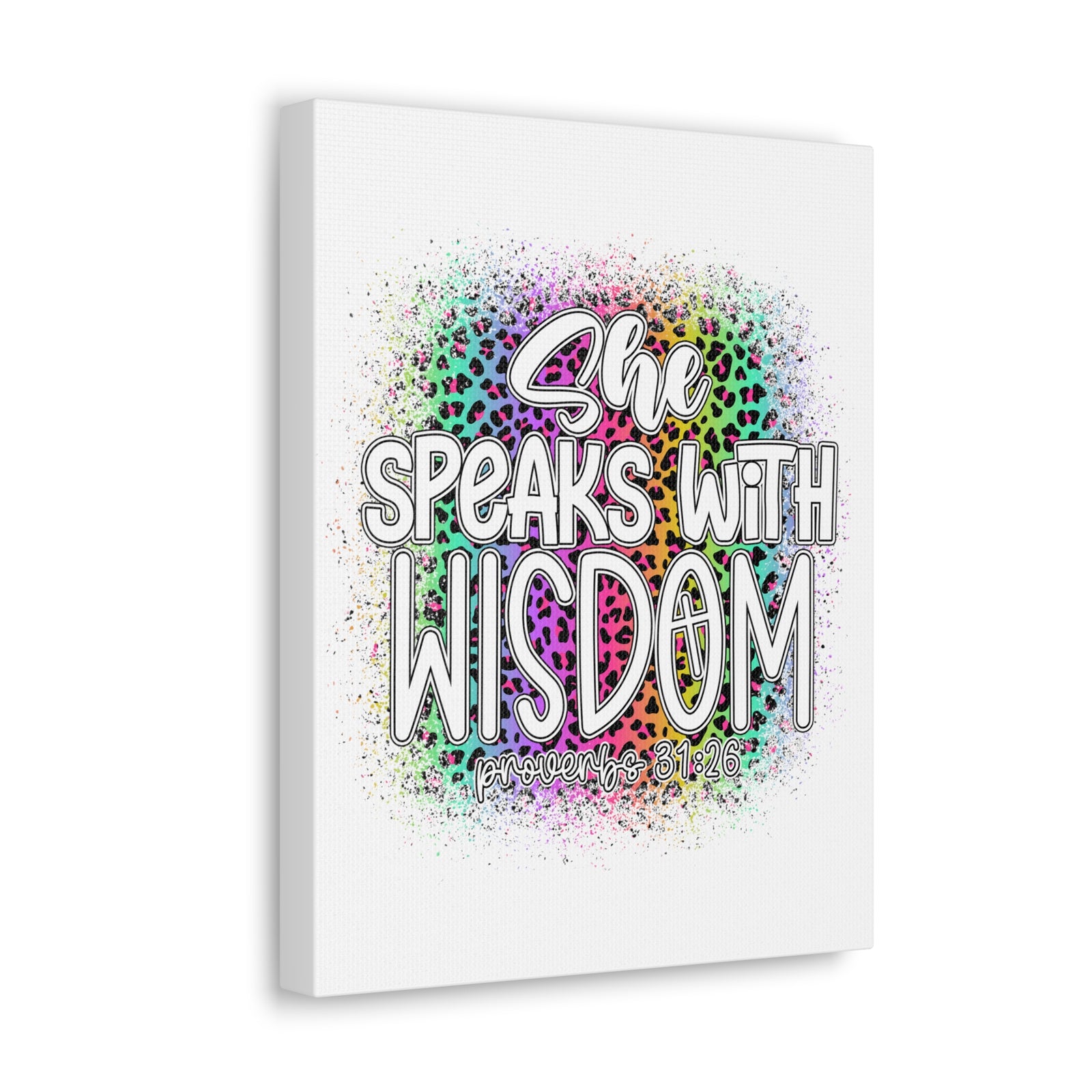 Scripture Walls Proverbs 31:26 She Speaks With Wisdom Colorful Bible Verse Canvas Christian Wall Art Ready to Hang Unframed-Express Your Love Gifts