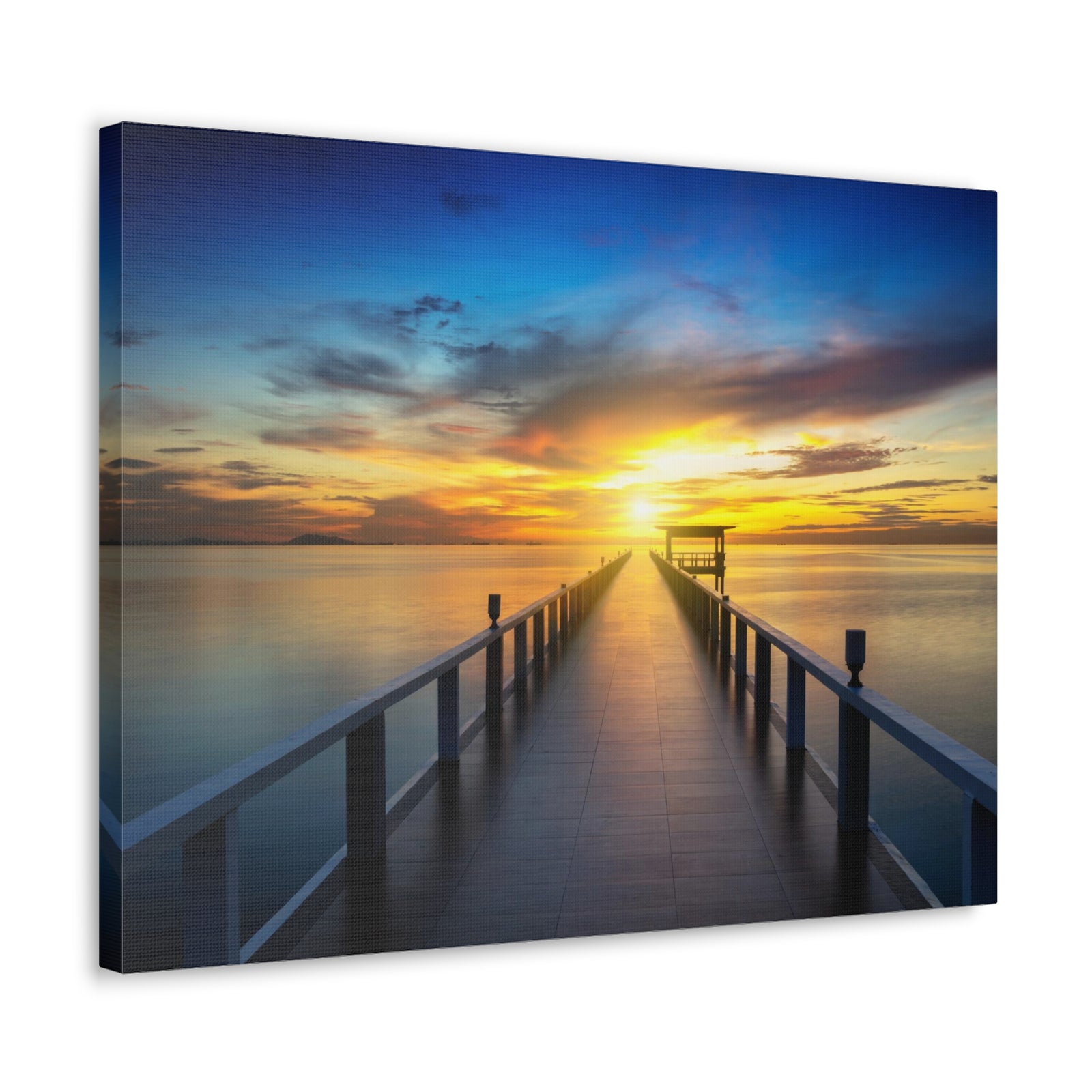 Sunset Beach Pier Nature Wilderness Photography Canvas Wall Art for Home Decor Ready-to-Hang-Express Your Love Gifts