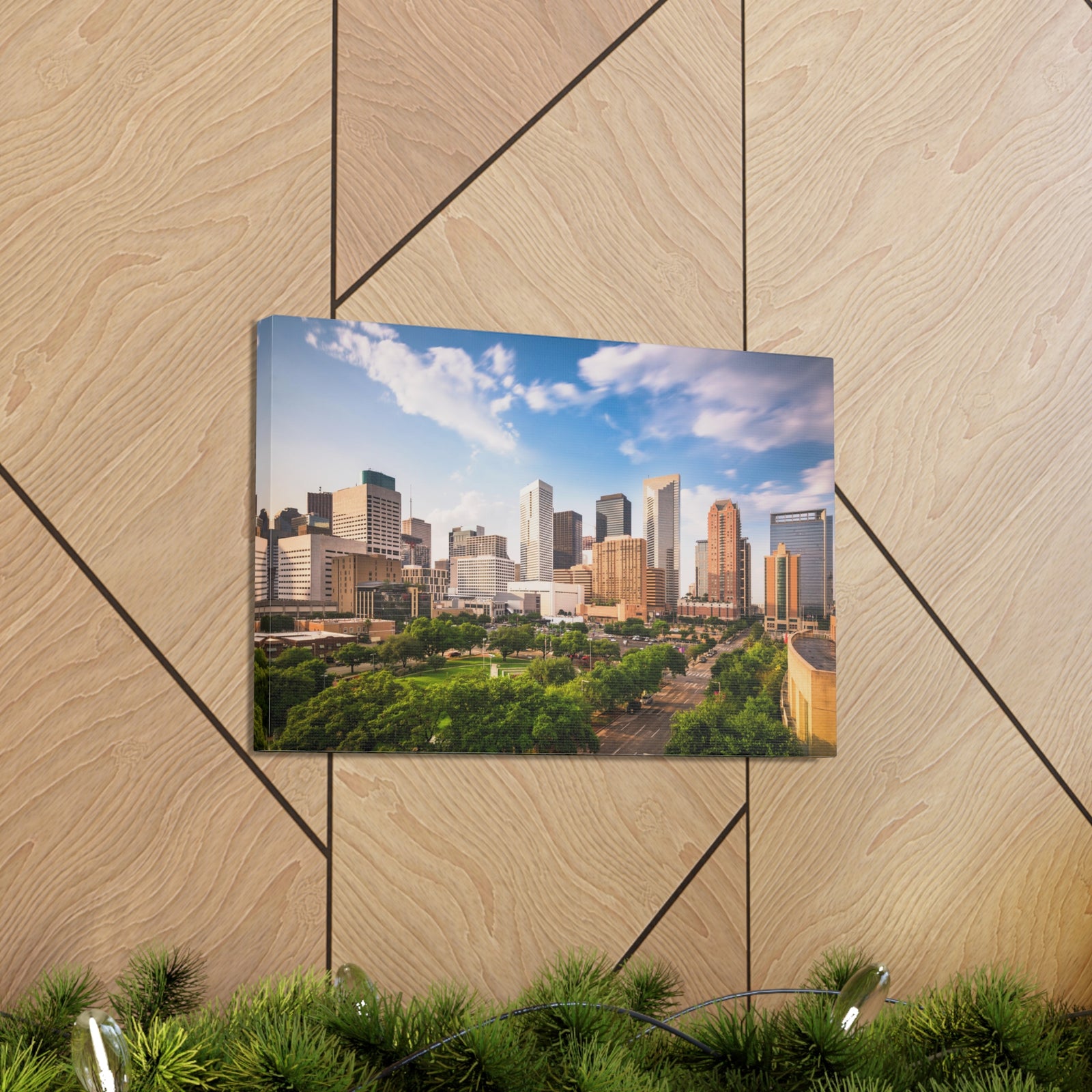 Houston Daytime Skyline Canvas Artwork High-Quality Breathtaking Stunning Cityscape for Home Decor Ready to Hang-Express Your Love Gifts