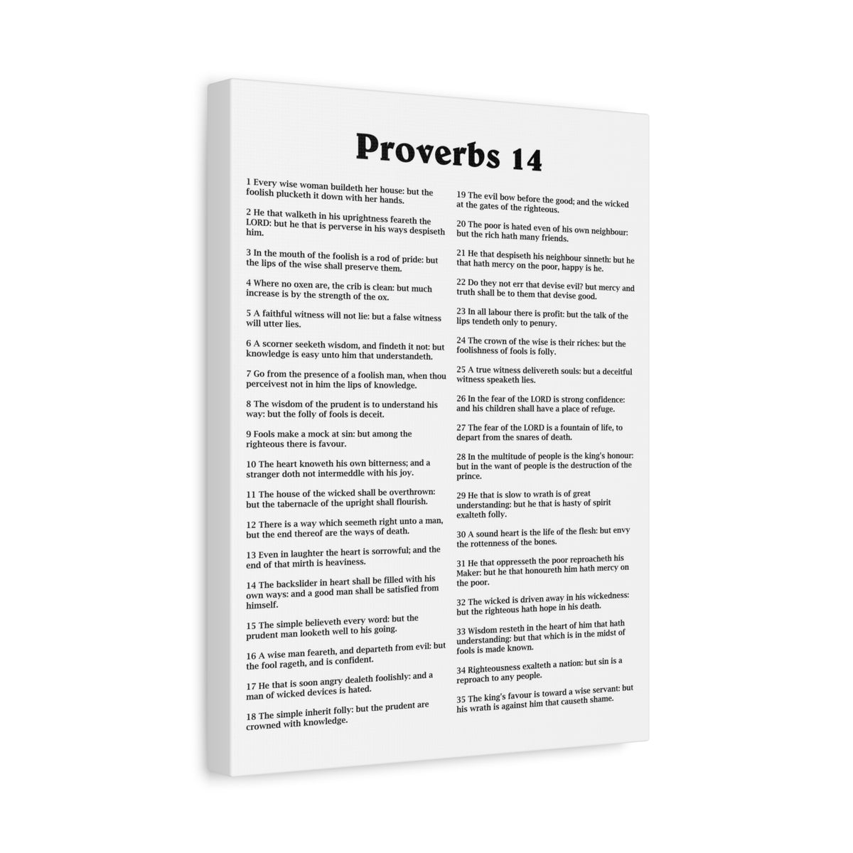 Scripture Walls Proverbs Chapter 14 White Bible Canvas Christian Wall Art Ready to Hang Unframed-Express Your Love Gifts