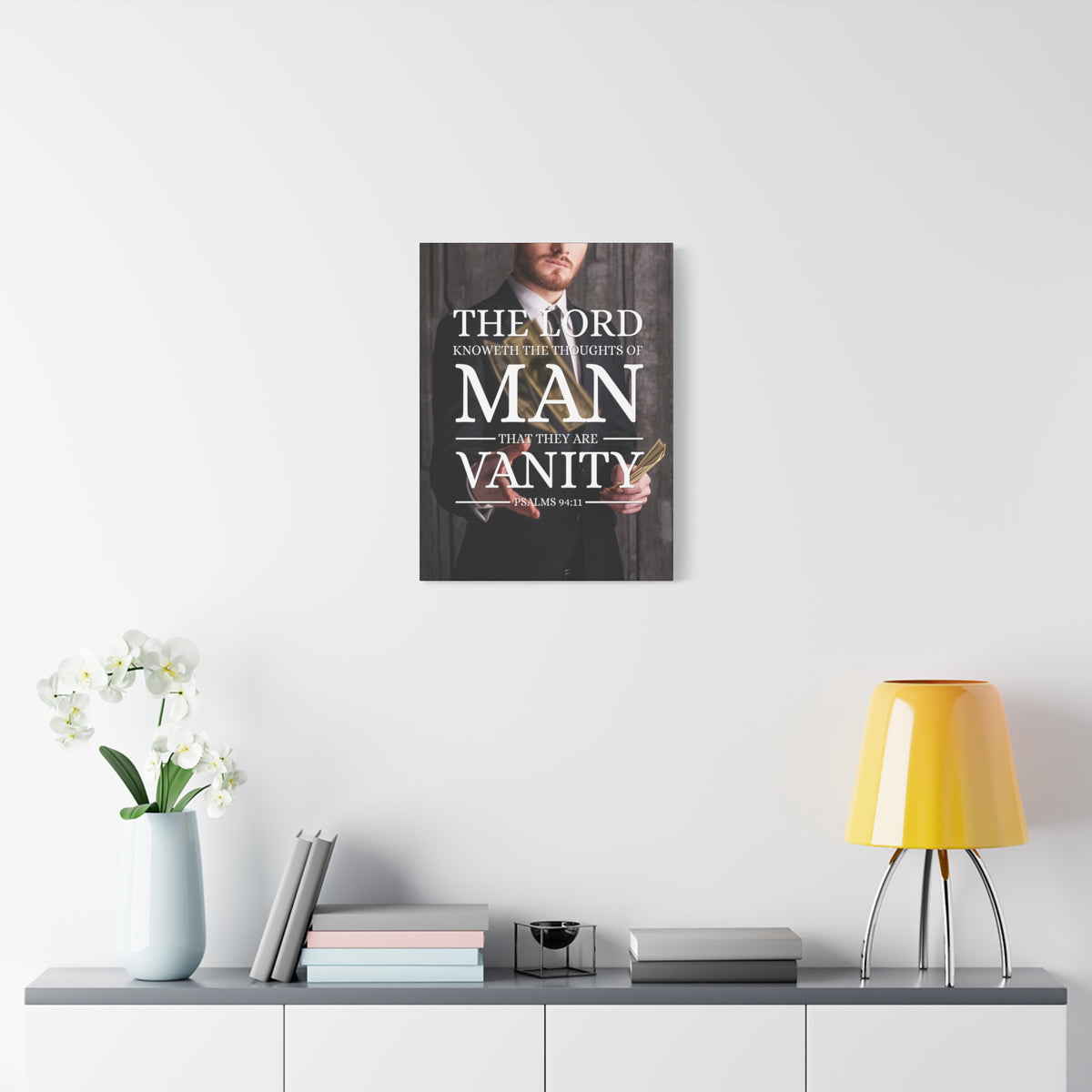 Scripture Canvas Thoughts Of Man Psalm 94:11 Christian Wall Art Bible Verse Print Ready to Hang-Express Your Love Gifts