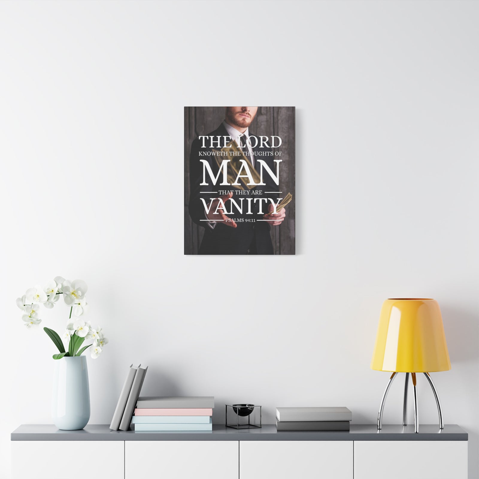 Scripture Canvas Thoughts Of Man Psalm 94:11 Christian Wall Art Bible Verse Print Ready to Hang-Express Your Love Gifts