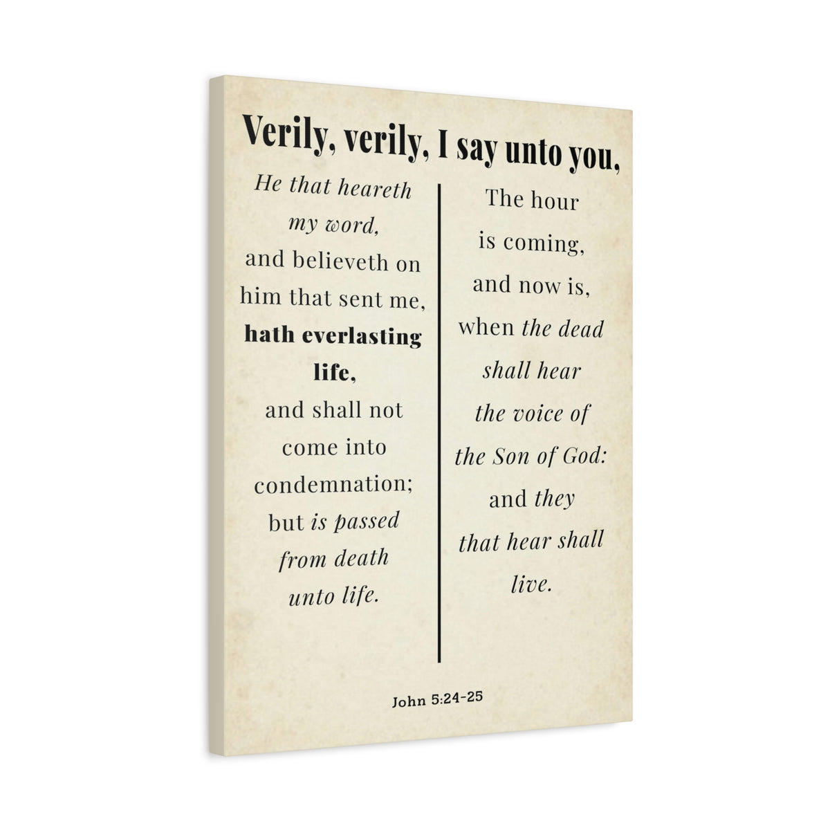 Scripture Walls John 5:24-25 Regeneration and Eternal Life Bible Verse Canvas Christian Wall Art Ready to Hang Unframed-Express Your Love Gifts
